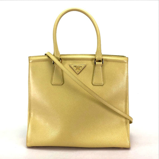 Prada Saffiano Lux Papaya Tote 2-Way Yellow