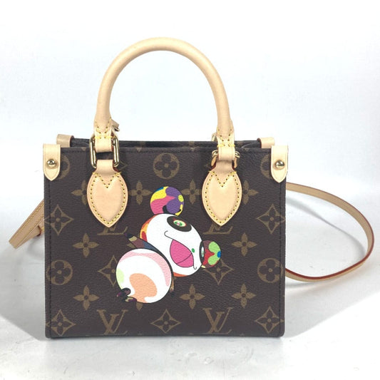 Designer handbag with a colorful panda design on a white background