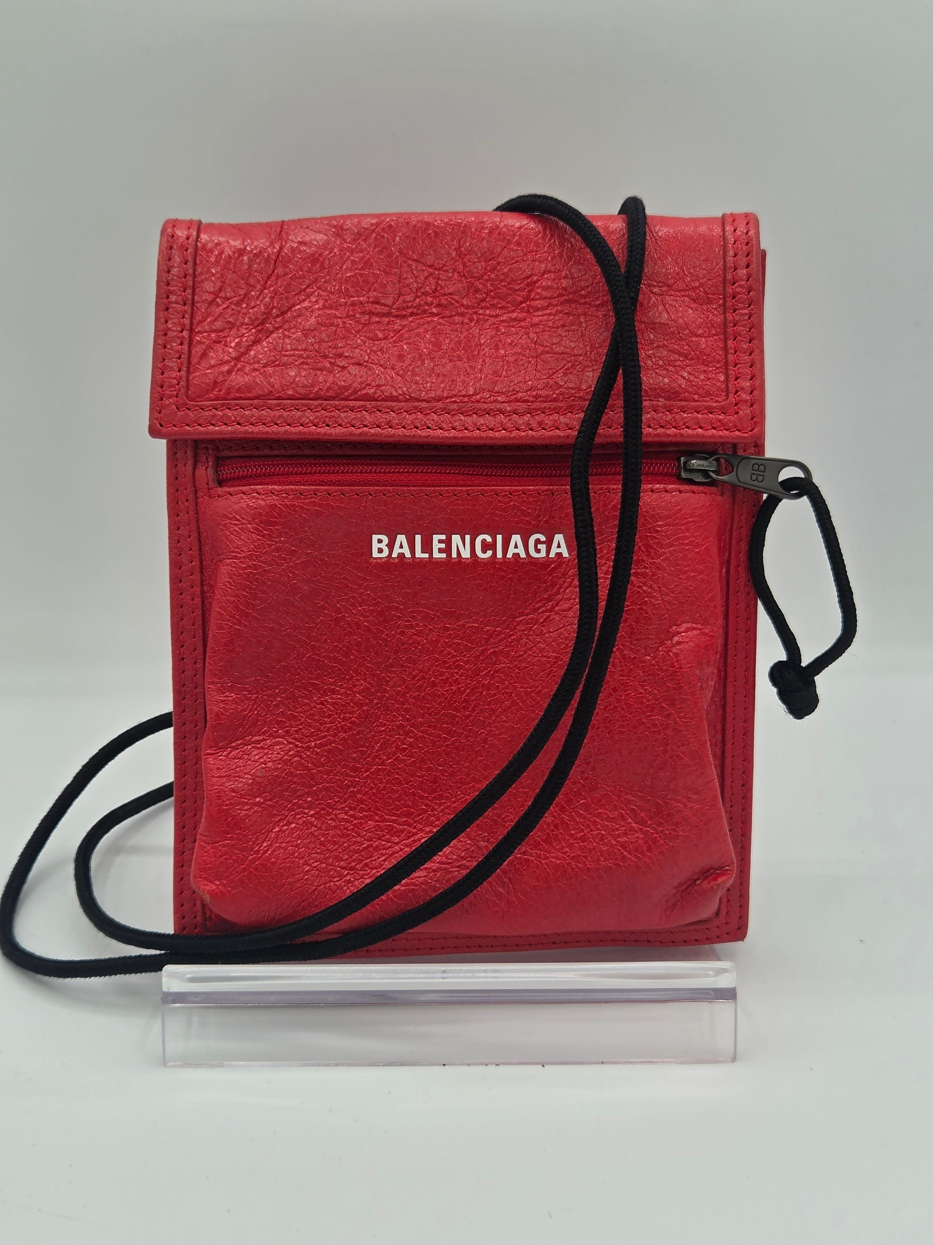 Balenciaga Agneau Arena Small Explorer Crossbody Pouch Red | Italy