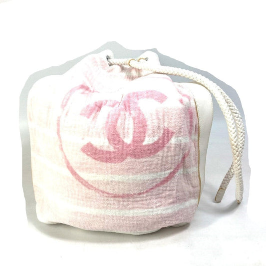 Chanel Cotton Pink Beach Shoulder Bag CC Coco Mark Border Pile