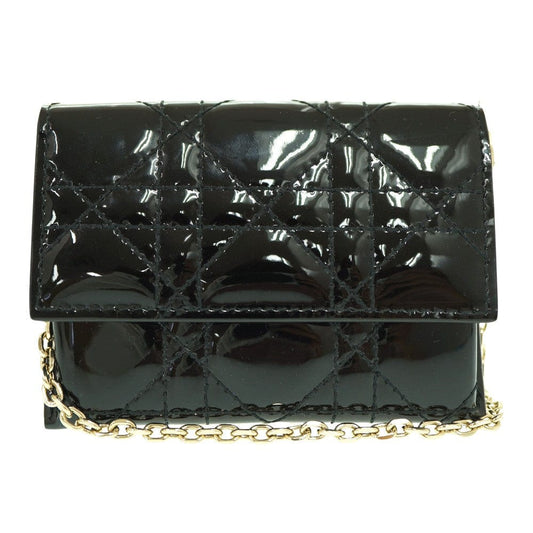 Christian Dior Nano Lady Dior Patent Leather Chain Pouch Black