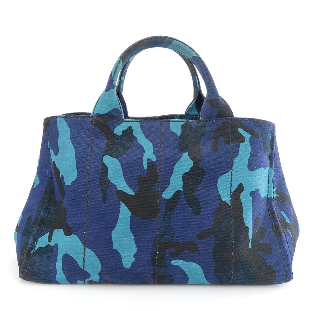 Blue camouflage handbag on a white background