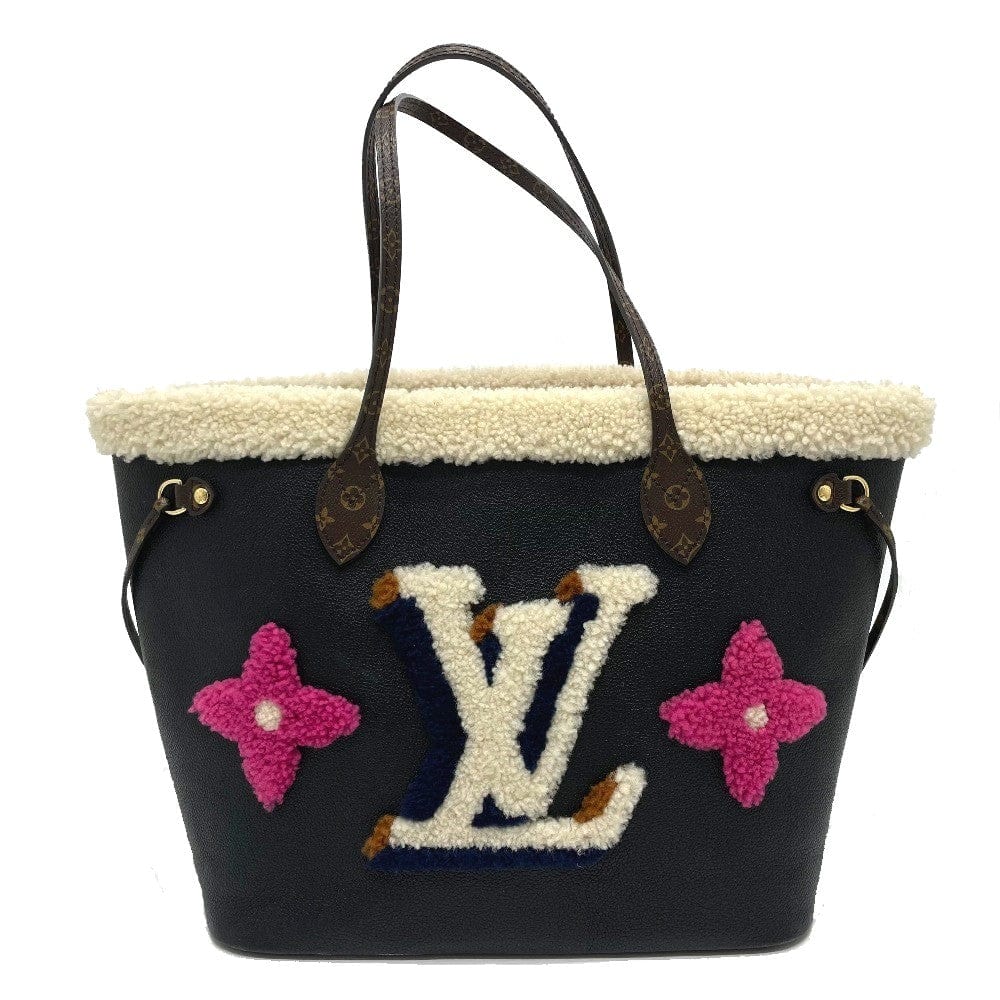 Louis Vuitton Monogram Teddy Shearling Neverfull MM Black