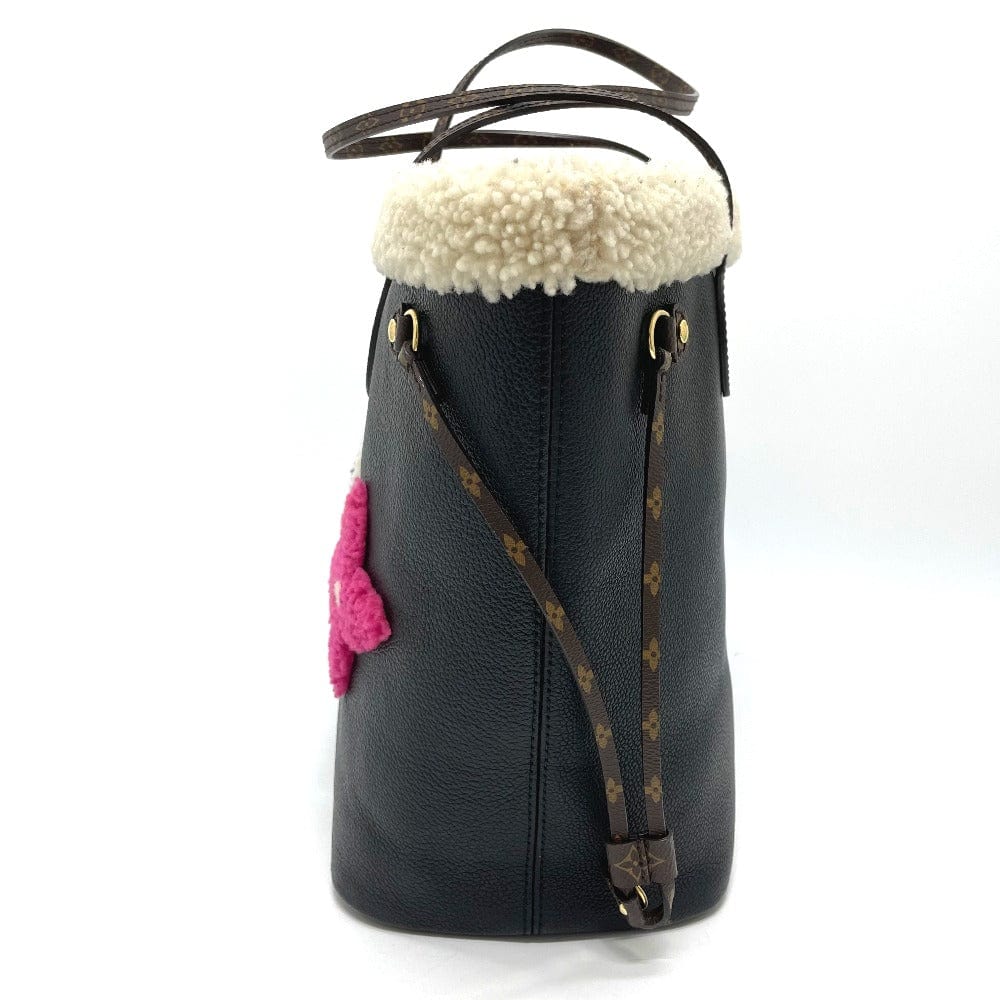 Louis Vuitton Monogram Teddy Shearling Neverfull MM Black