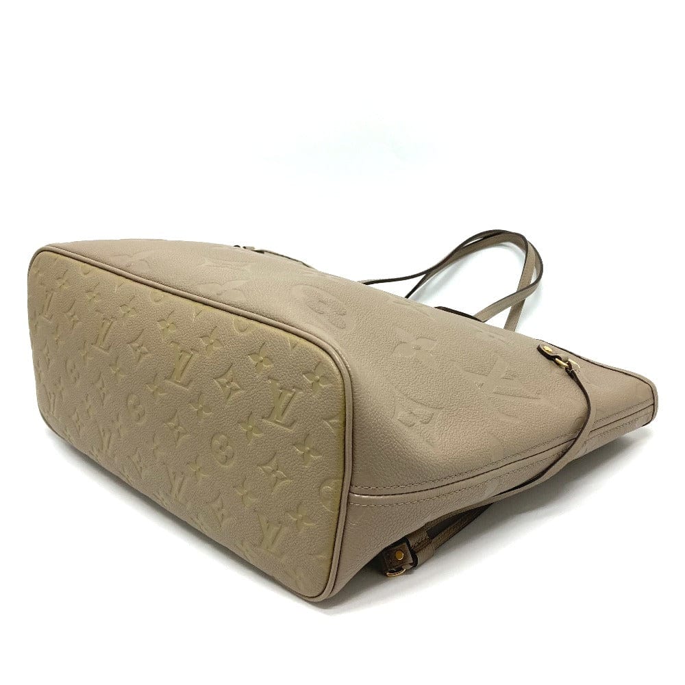 Beige handbag with brand logo on a white background