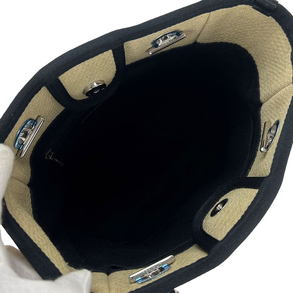 Chanel Canvas Mini Deauville PM Tote Beige Black