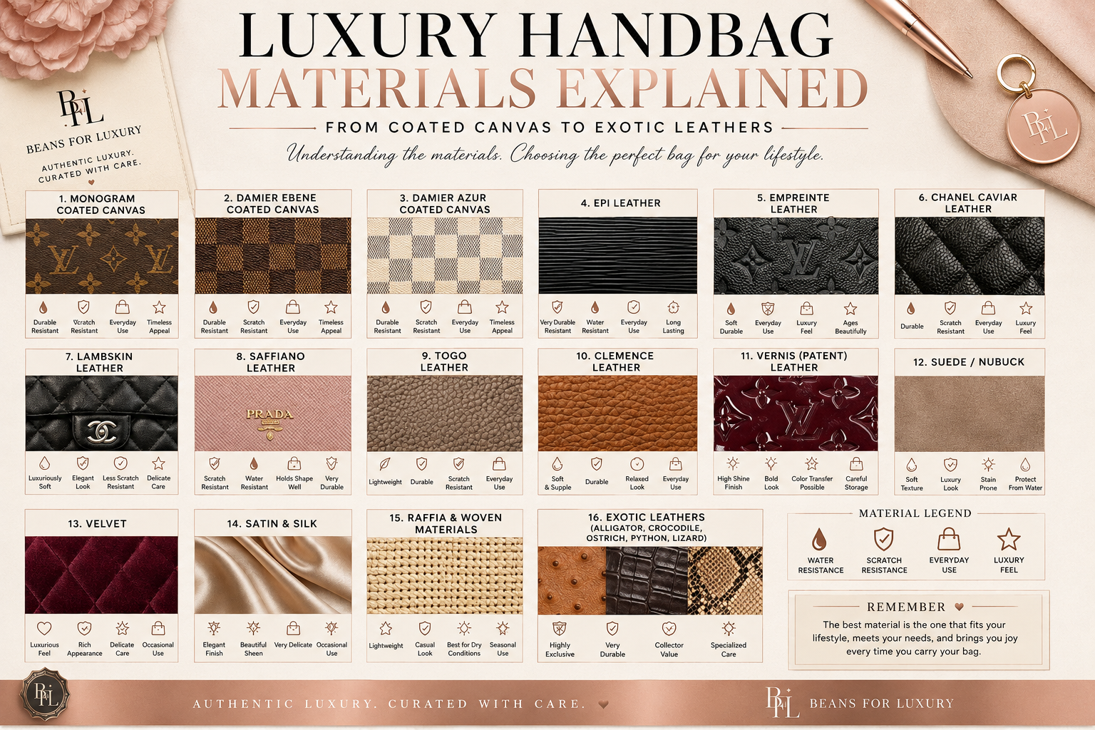 Luxury Handbag Materials Explained: From Coated Canvas to Exotic Leathers