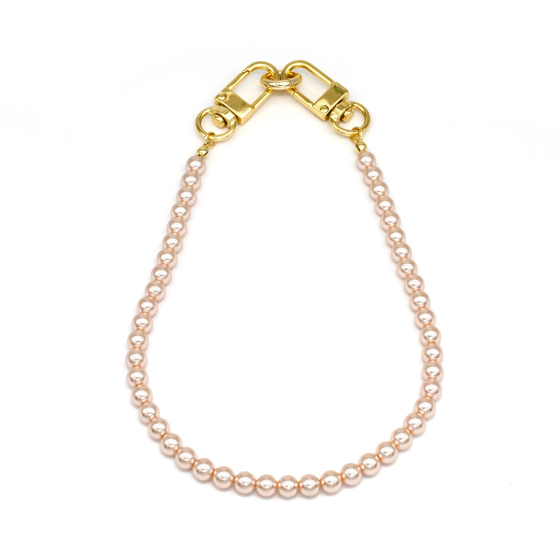 Handcrafted Stone Bead Purse Chain & Phone Strap – Hypoallergenic | Boutique Accessory | New Pink Pearl