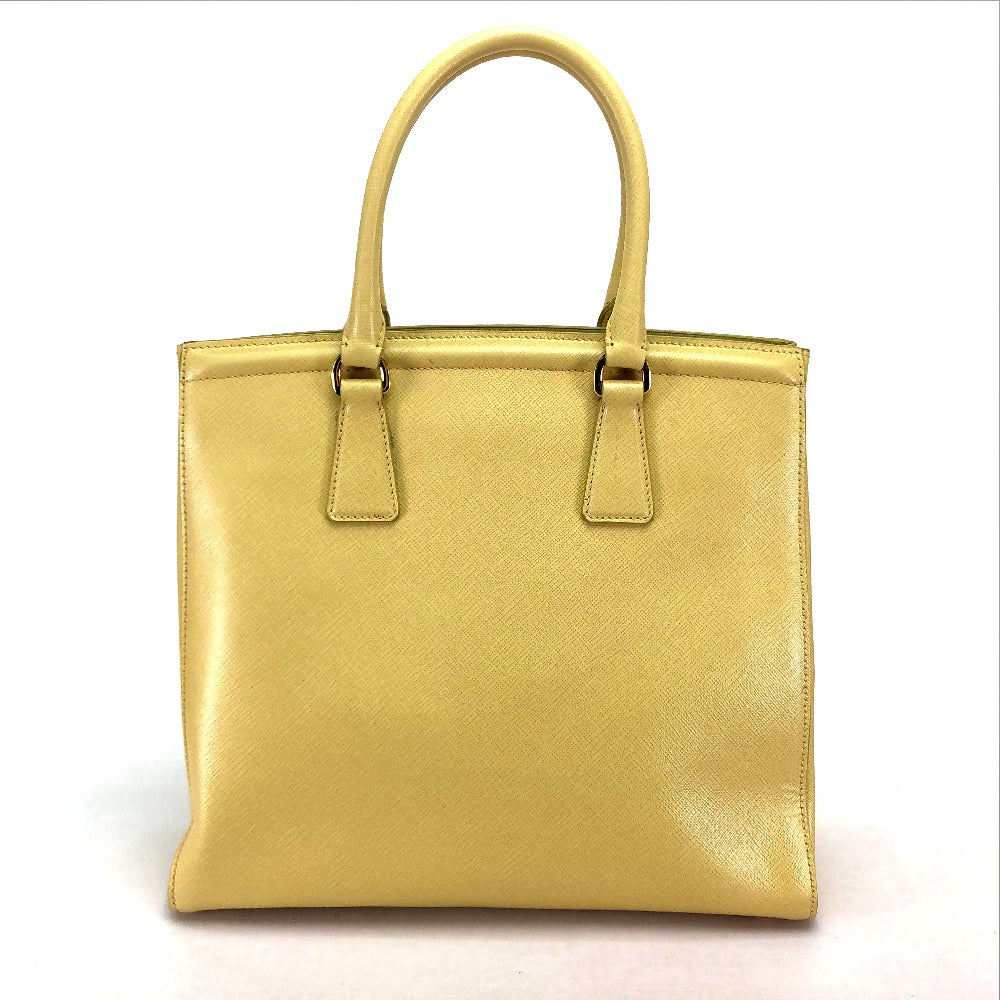 back Prada Saffiano Lux Papaya Tote 2-Way Yellow