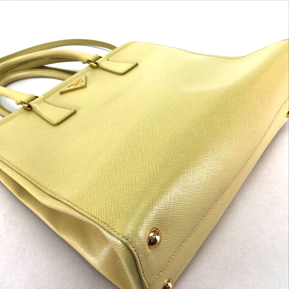 corner bottom Prada Saffiano Lux Papaya Tote 2-Way Yellow