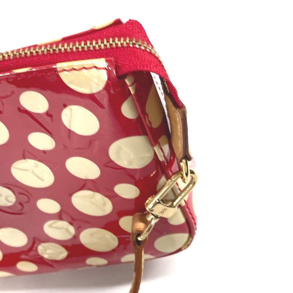 gold hardware Louis Vuitton Vernis Kusama Infinity Dots Pochette Accessories Red