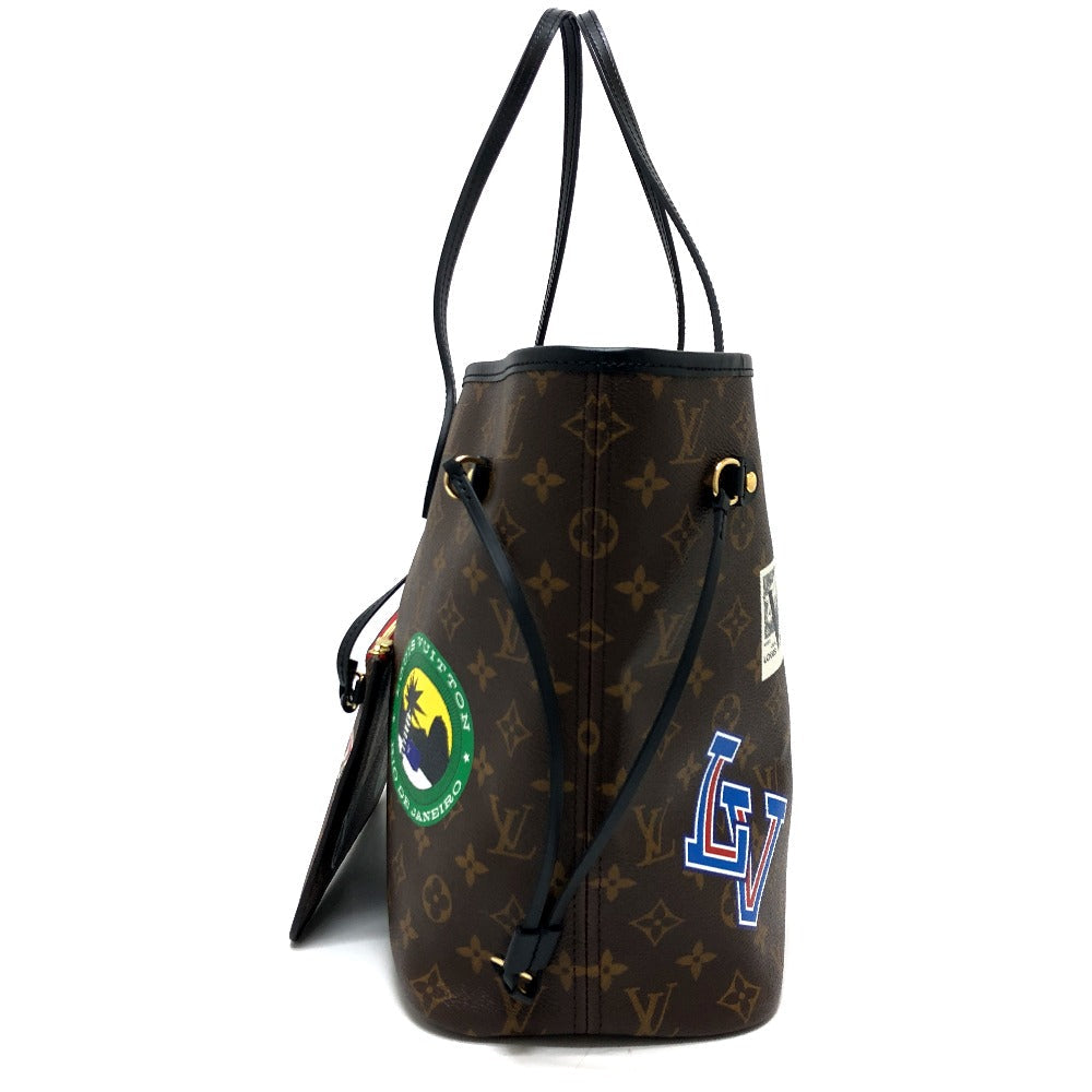 Designer handbag with monogram pattern and visible brand logo on a white background