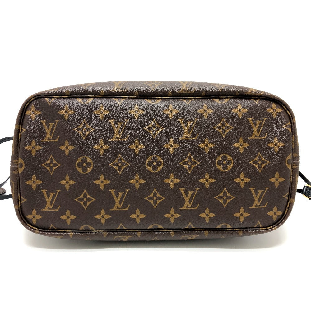 Brown leather bag with monogram pattern on a white background