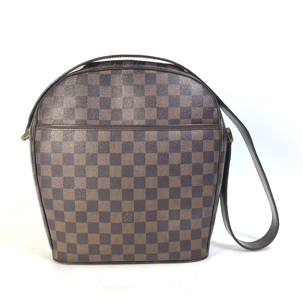 back view of brown checkered bag