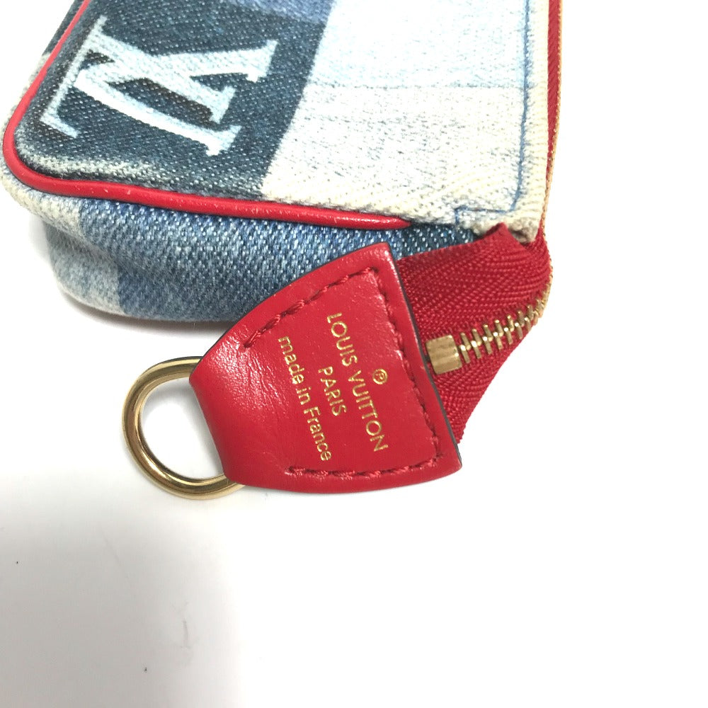 red tab Louis Vuitton Denim Micro Pochette Accessories Denim Rouge