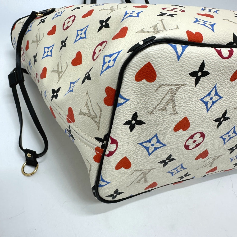 Designer handbag with colorful pattern on a white background