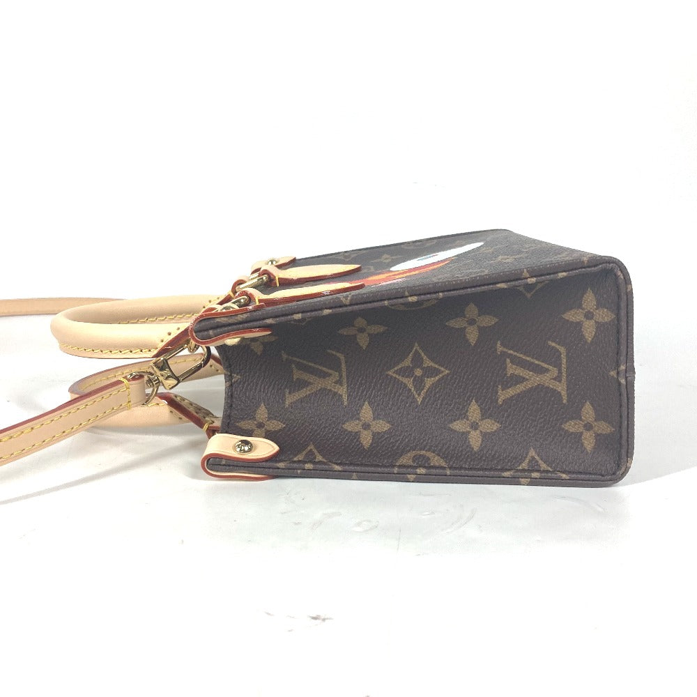 Louis Vuitton handbag with monogram pattern on a white background