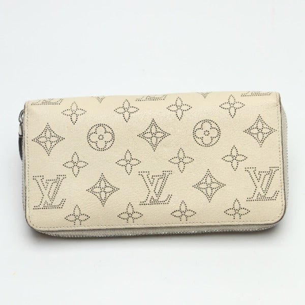 back Louis Vuitton Mahina Leather Long Zippy Wallet Ivory
