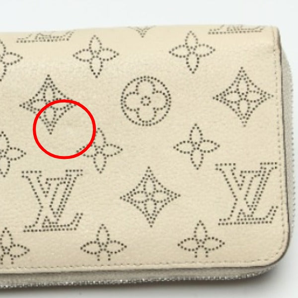 front mark Louis Vuitton Mahina Leather Long Zippy Wallet Ivory