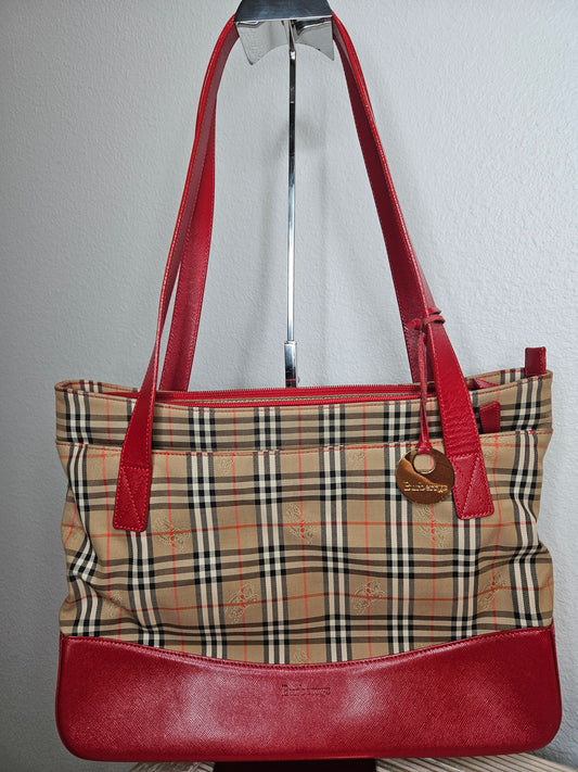 Pre-Loved Burberry's Haymarket Check Pattern Tote "Sold Out"