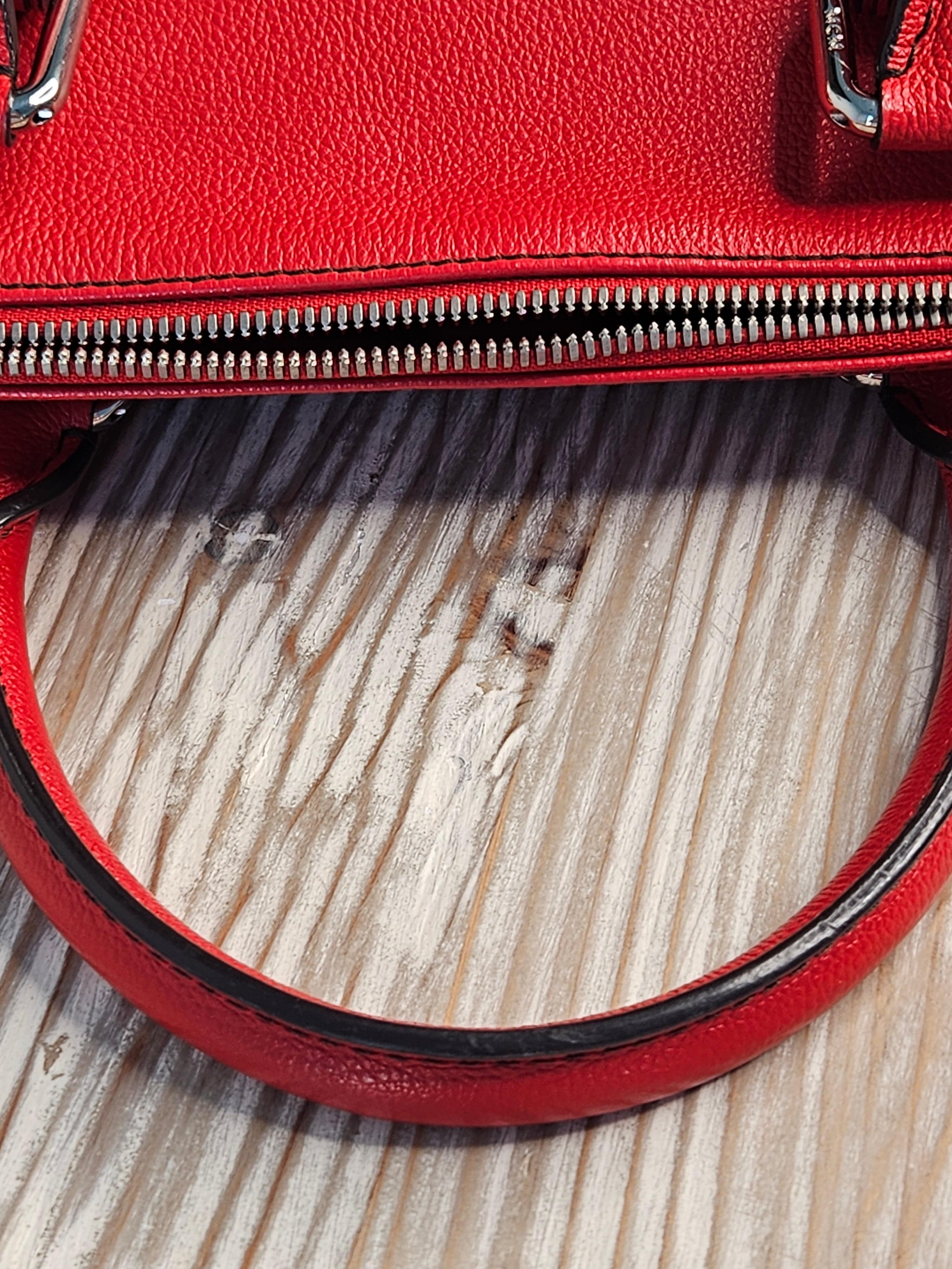 MCM Studded Boston Bag – Red Leather Maxi Monogram | Pre-Owned