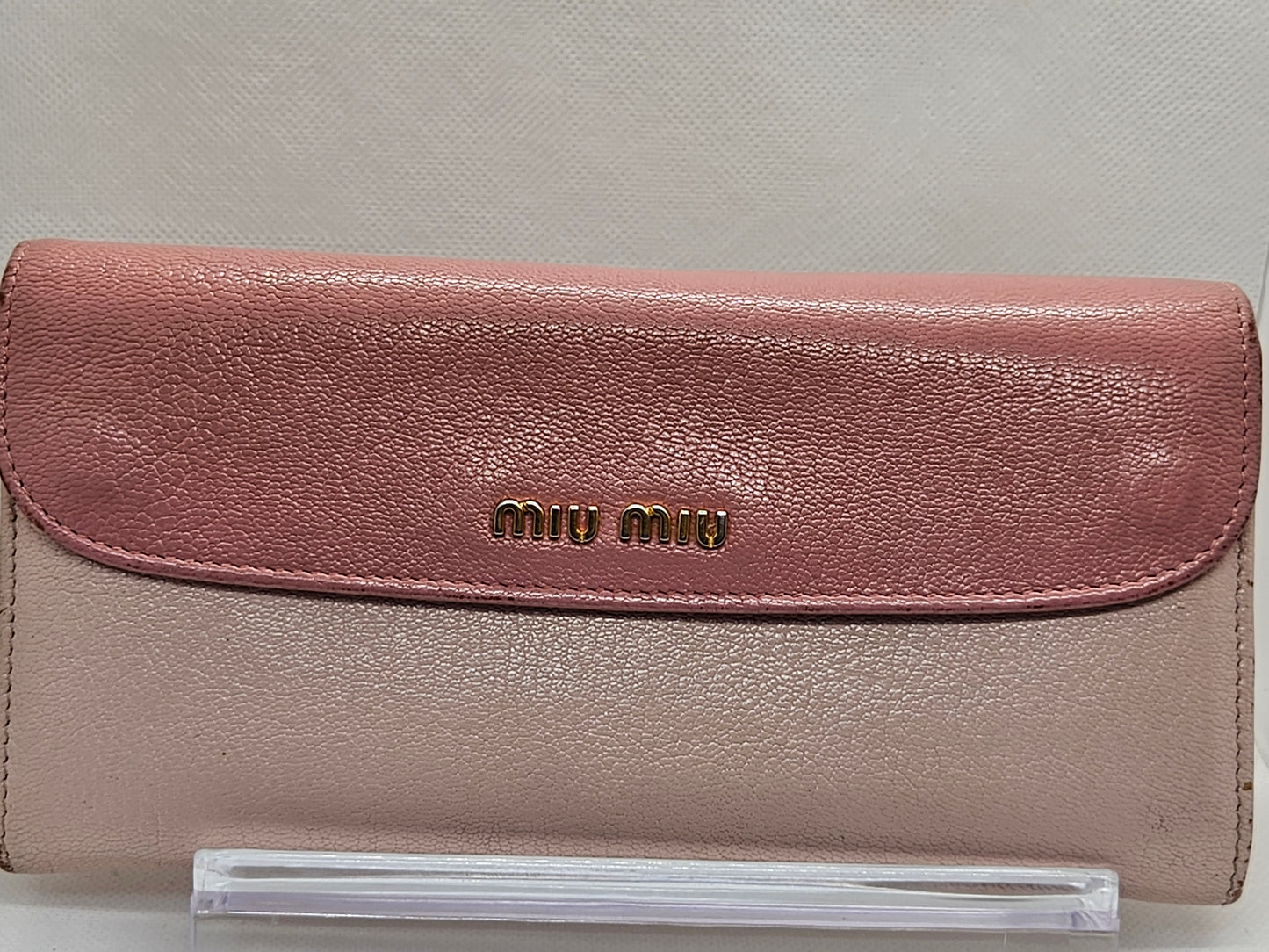 Pre-Loved Miu Miu Two-Tone Pink Leather Long Wallet