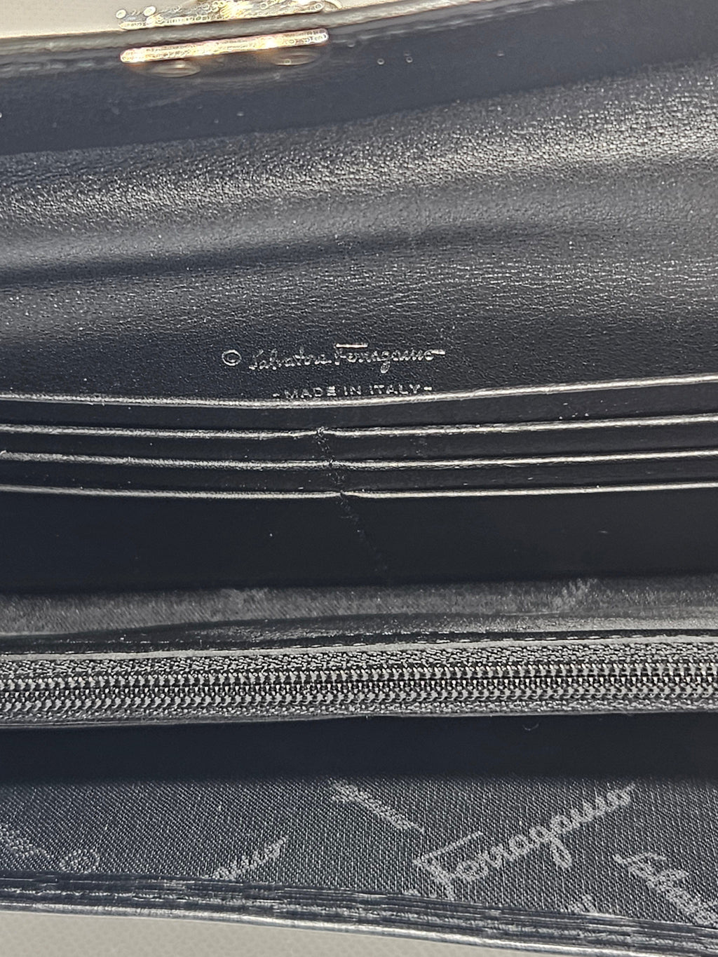 Salvatore Ferragamo Gancini Leather Wallet Wristlet – Embossed Padlock | Pre-Owned