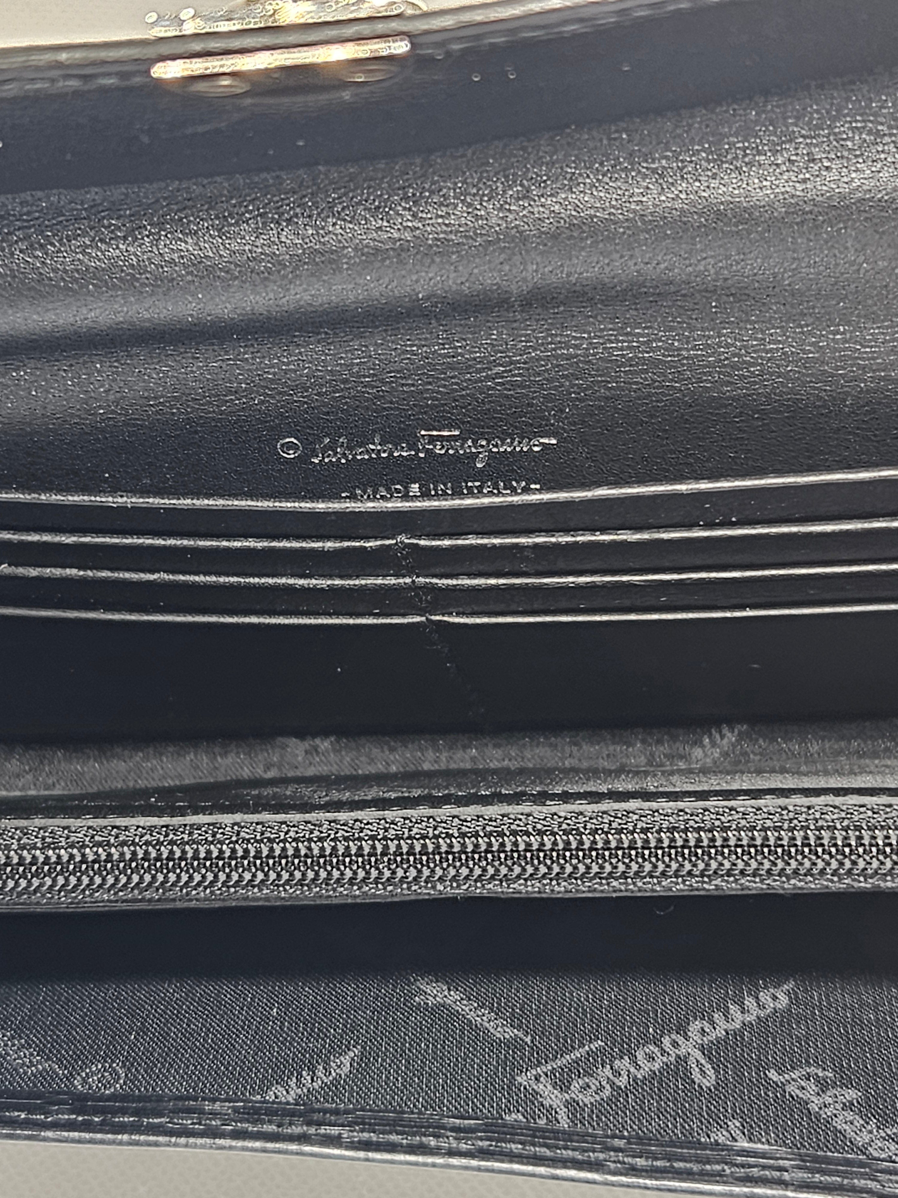 Salvatore Ferragamo Gancini Leather Wallet Wristlet – Embossed Padlock | Pre-Owned