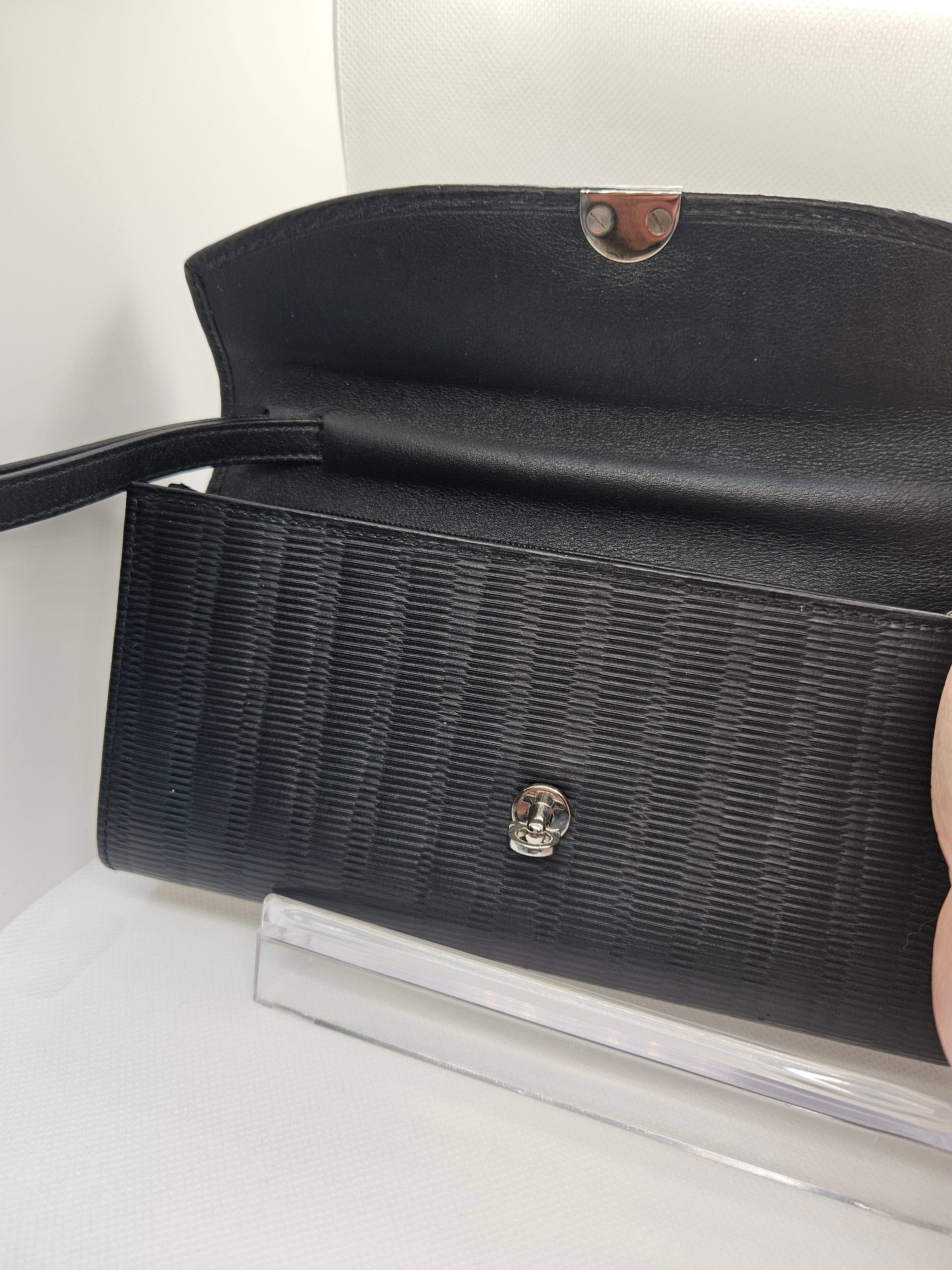 Salvatore Ferragamo Gancini Leather Wallet Wristlet – Embossed Padlock | Pre-Owned