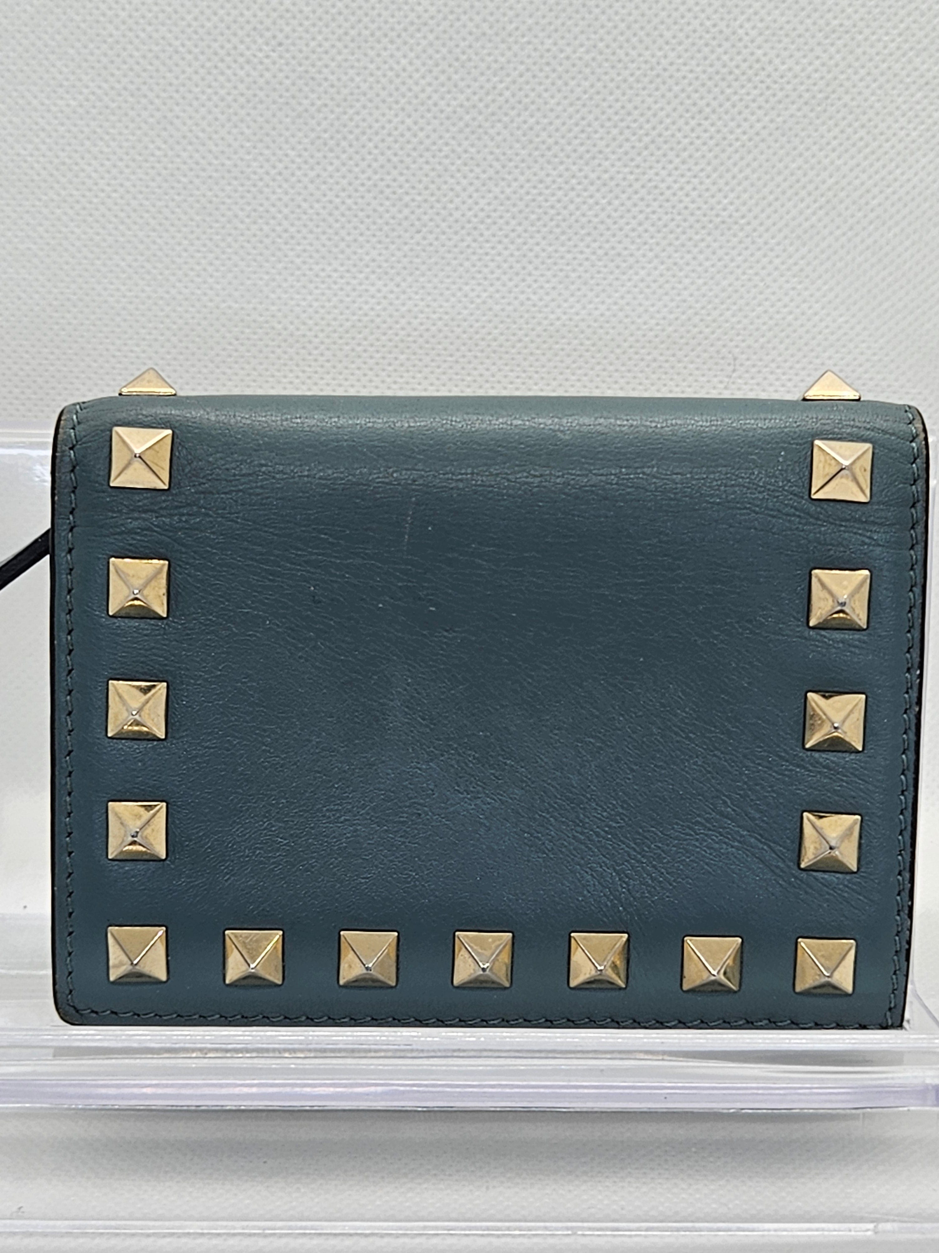 Valentino Rockstud Compact Leather Wallet – Gold Hardware | Pre-Owned
