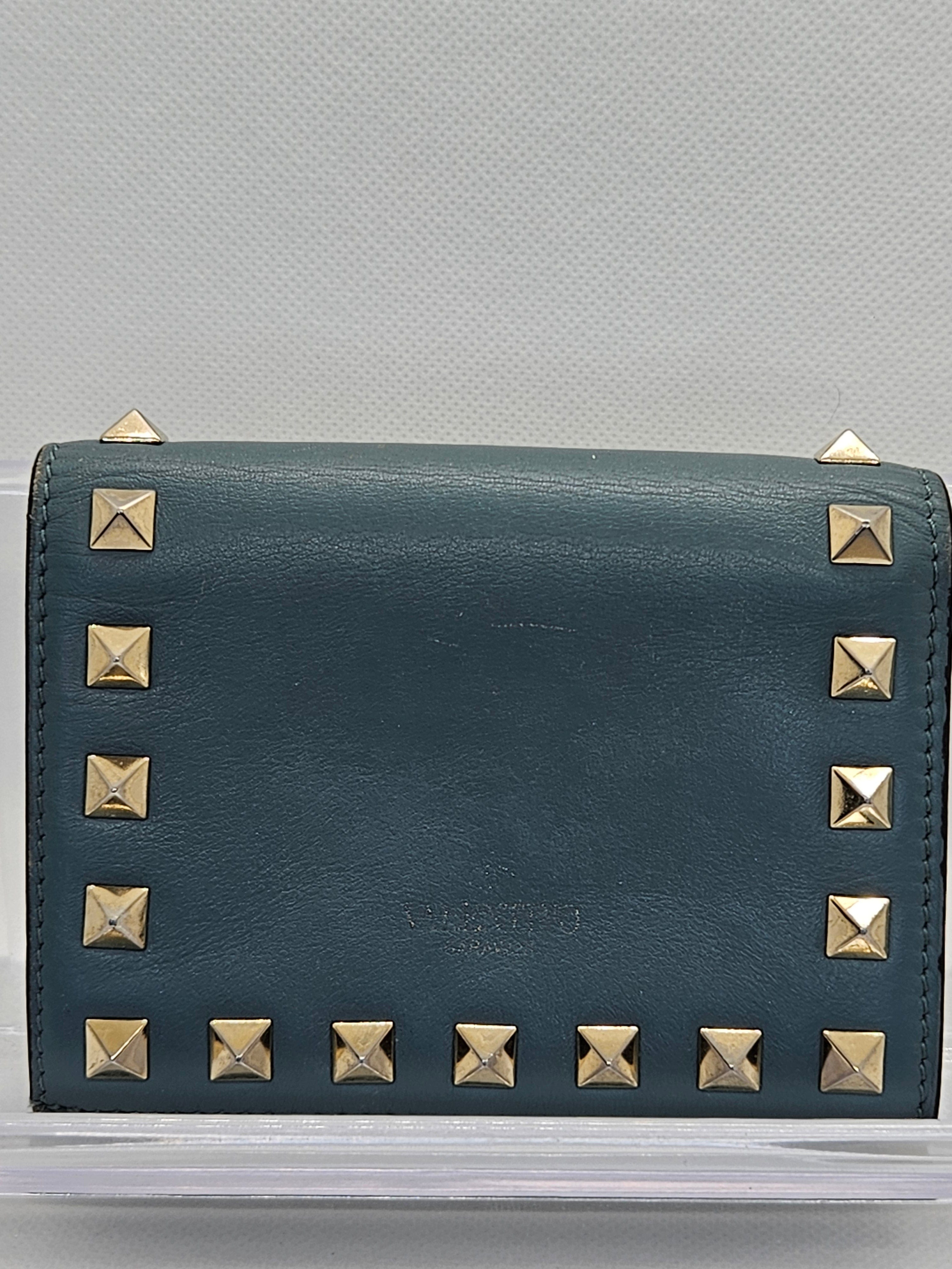 Valentino Rockstud Compact Leather Wallet – Gold Hardware | Pre-Owned