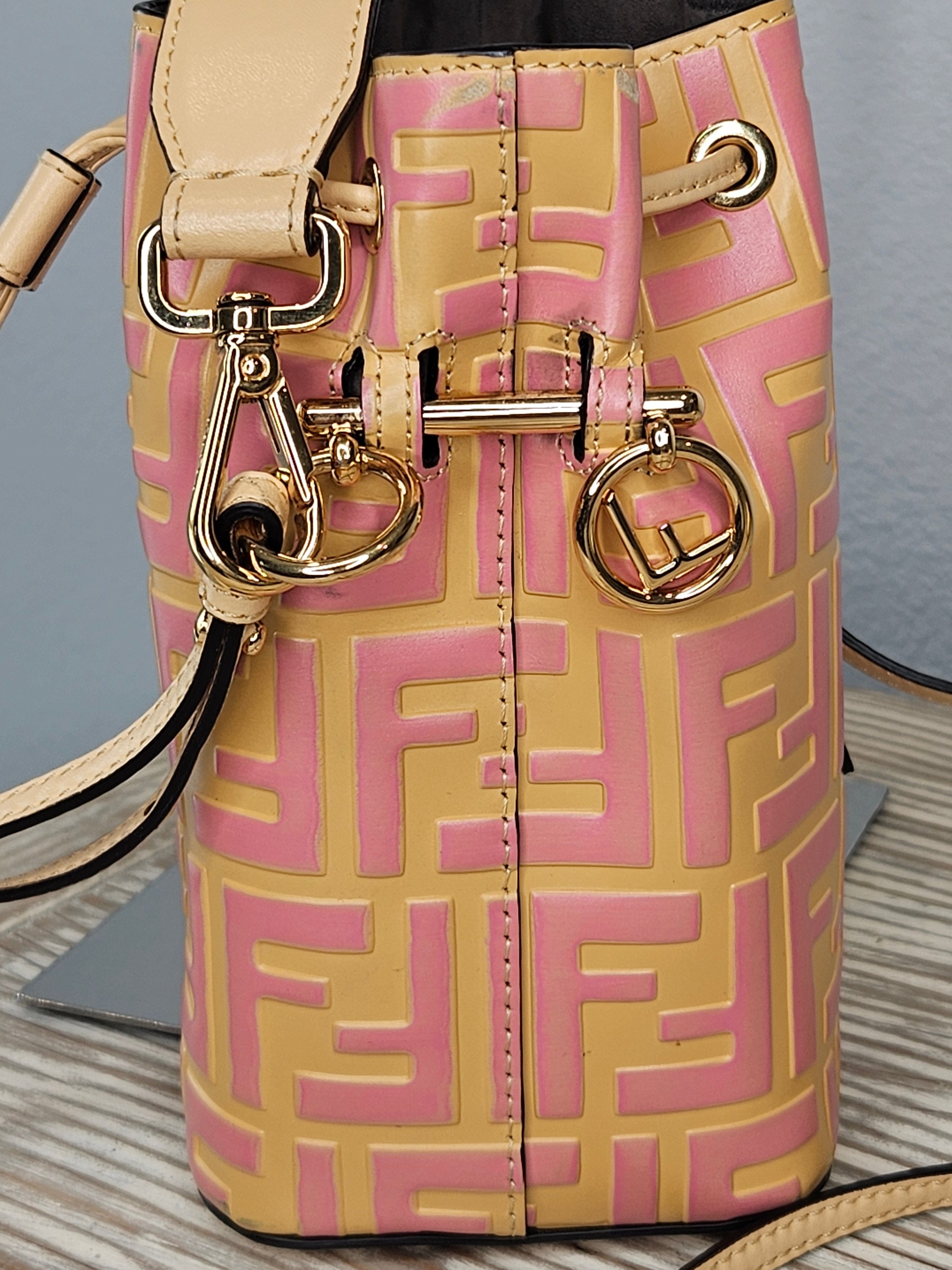 side one Fendi Vitello Liberty Mini Mon Tresor Bucket Bag -Pre-Owned