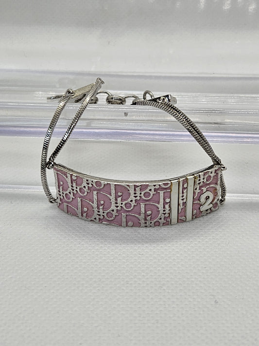 Pre-Loved Christian Dior Trotter Pink and Stainless Bracelet