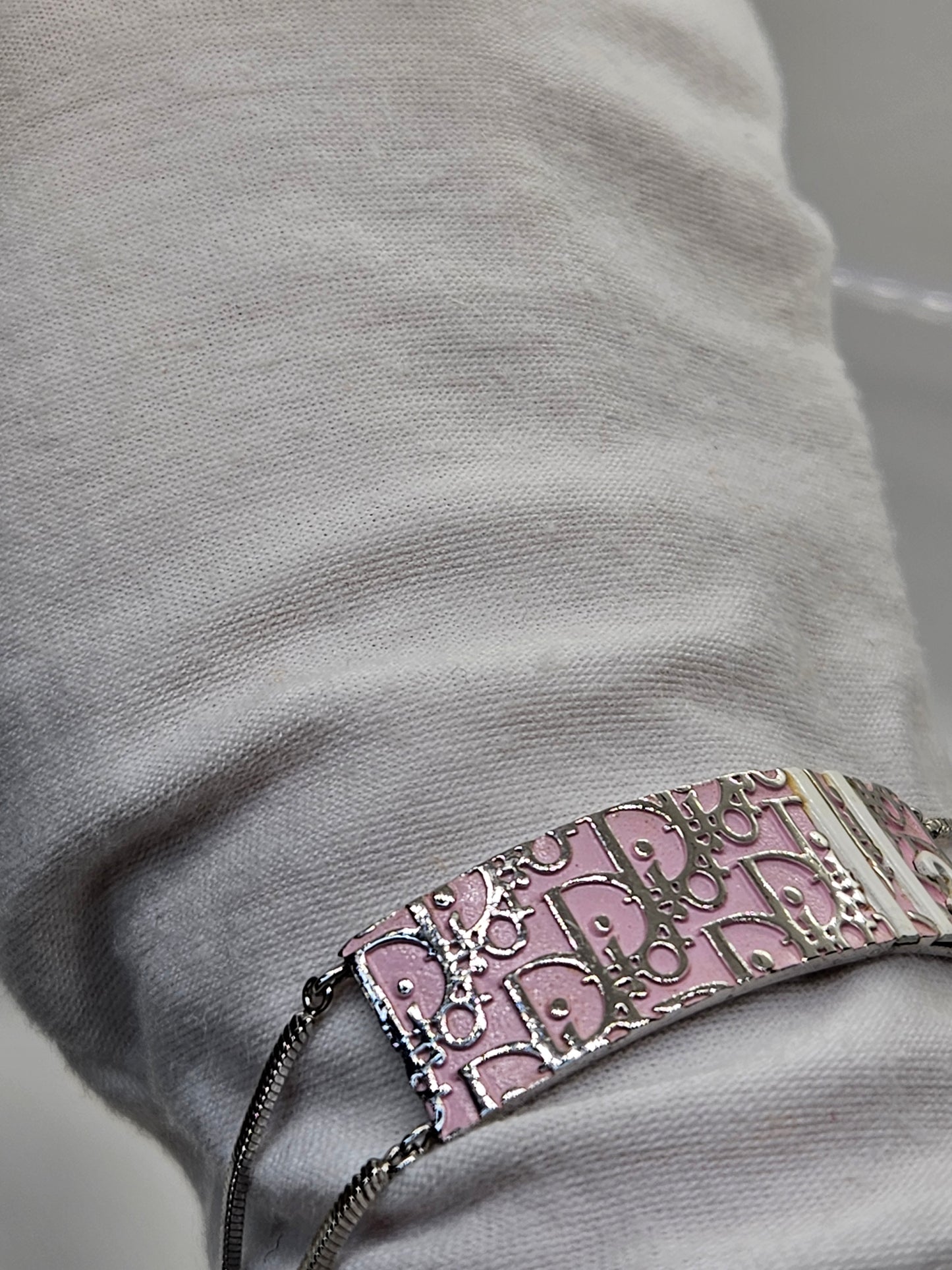 Pre-Loved Christian Dior Trotter Pink and Stainless Bracelet