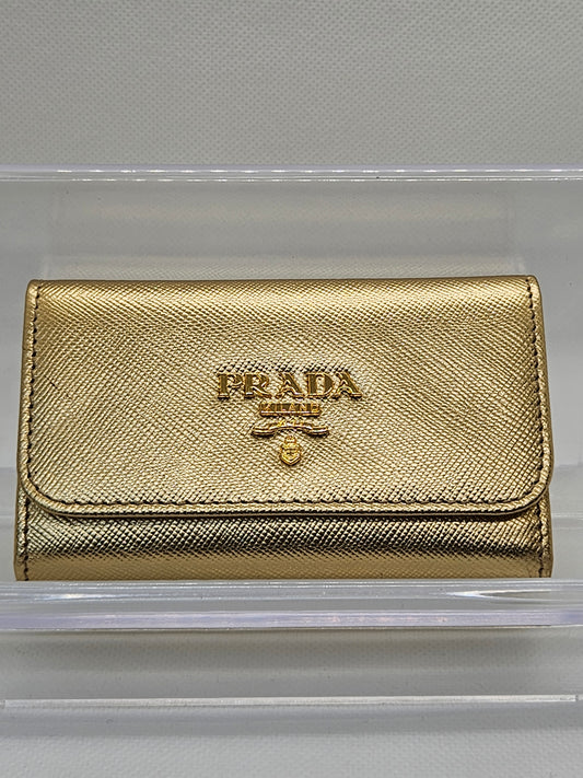 Pre-Loved Prada Gold Metallic 6 Ring Key Case