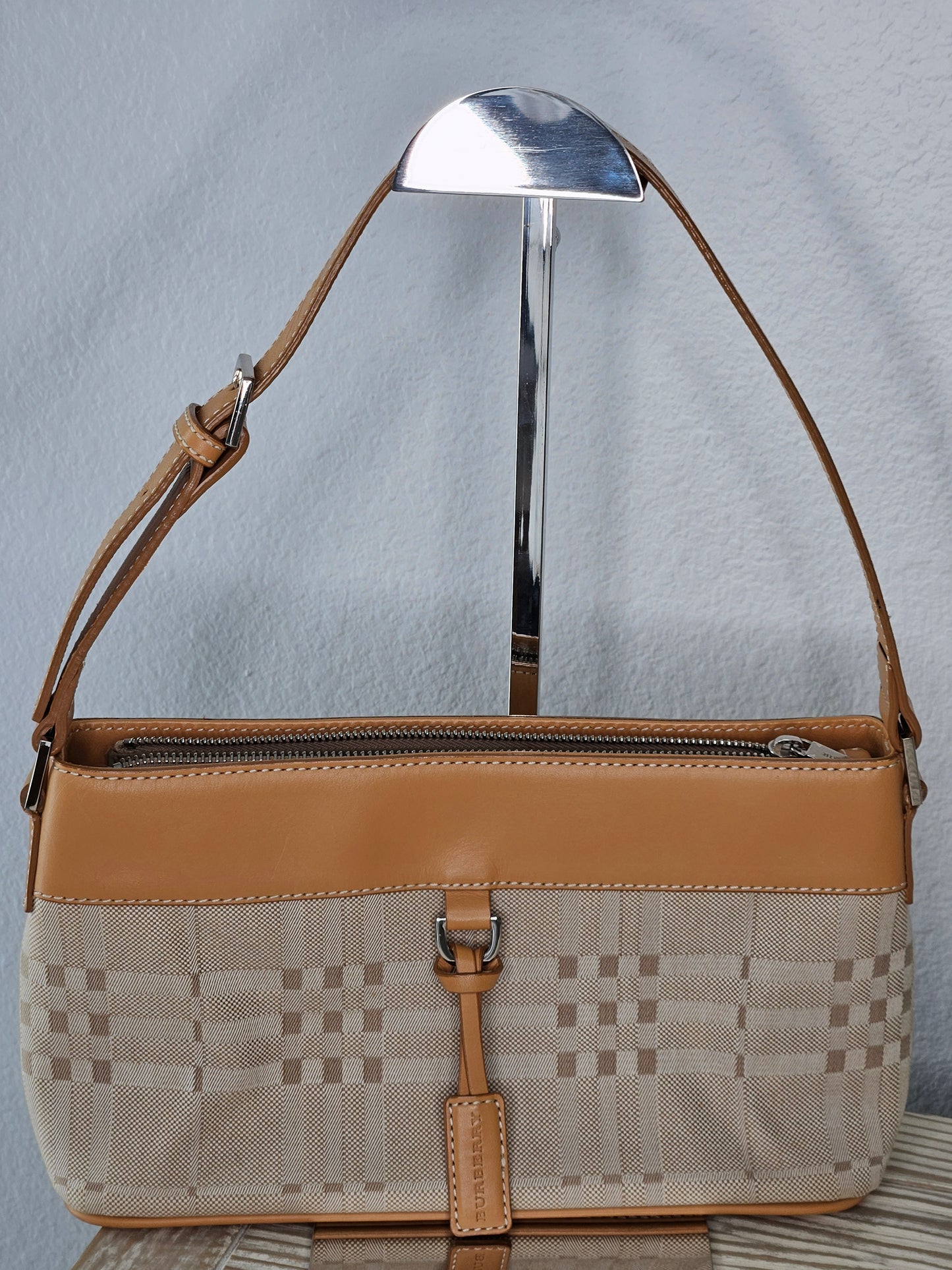 Pre-Loved Burberry Logo Check One Shoulder Bag