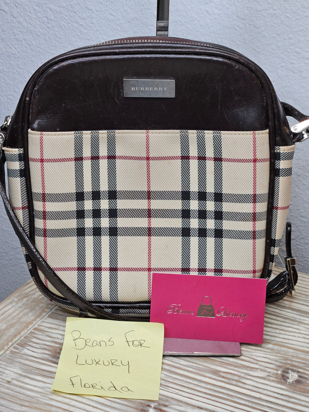 Burberry Nova Check Vertical Crossbody Camera Bag – Beige | Pre-Owned