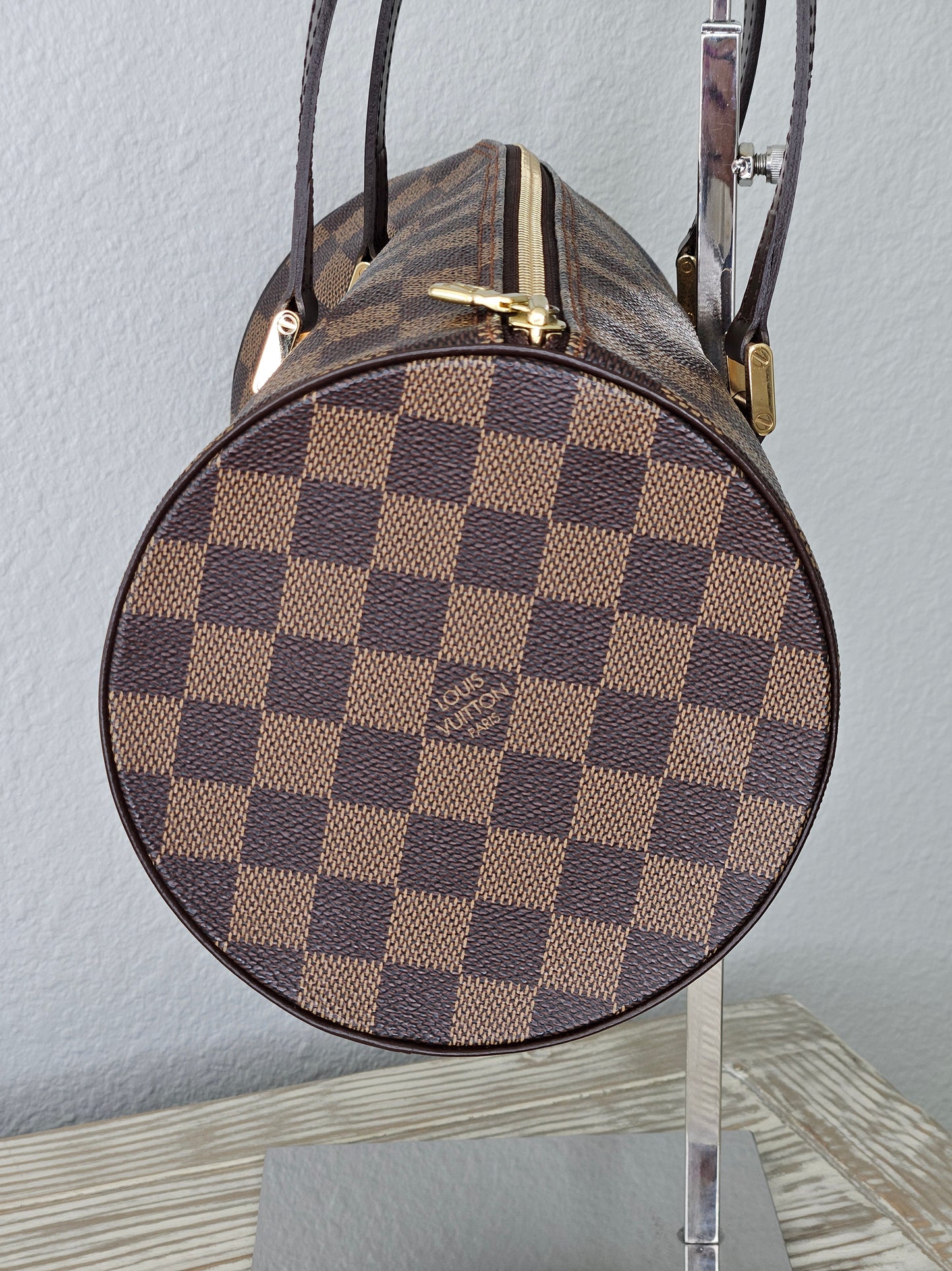 side Louis Vuitton Brown coated canvas Damier Ebene Papillon 30