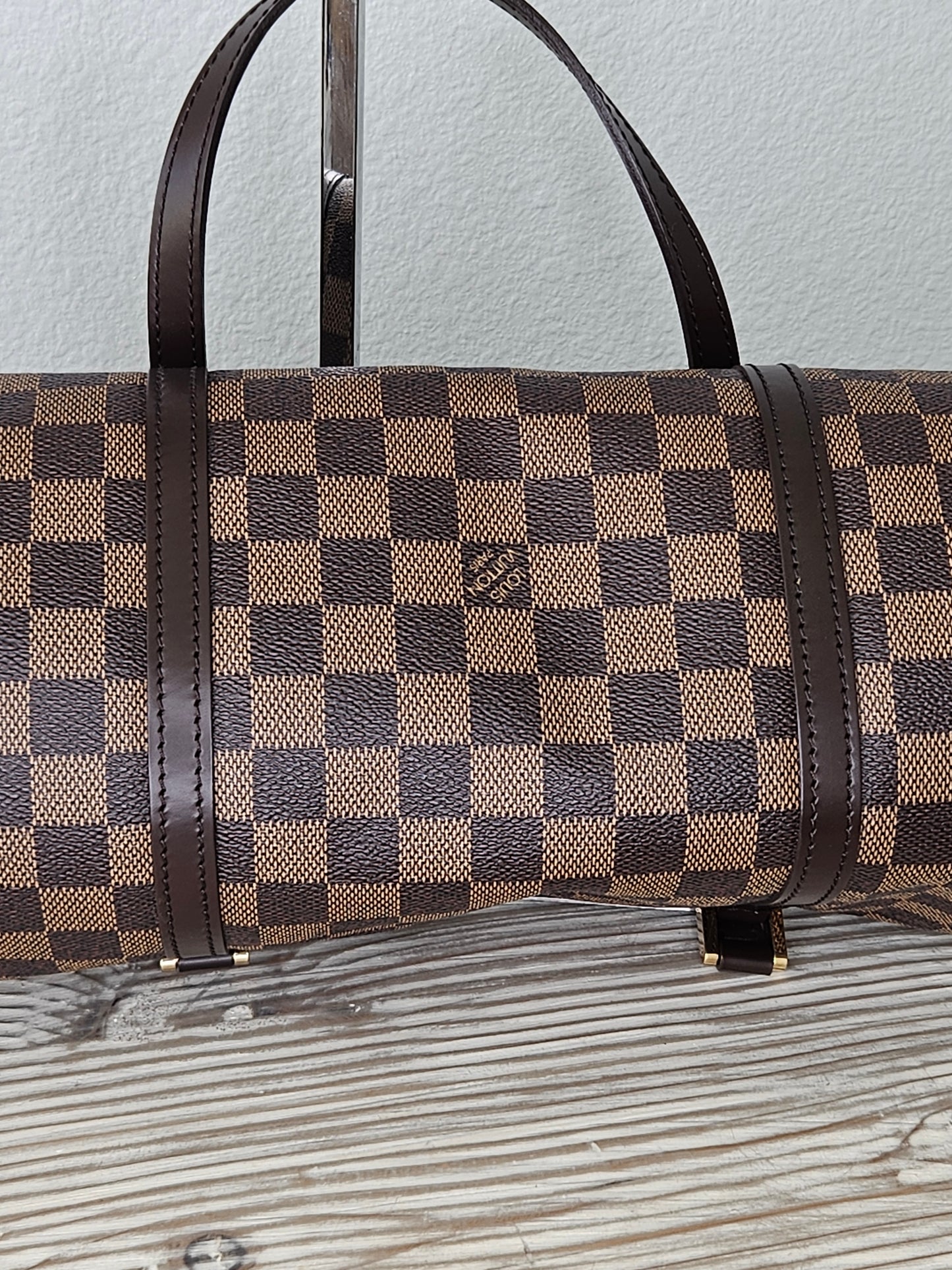 front Louis Vuitton Brown coated canvas Damier Ebene Papillon 30
