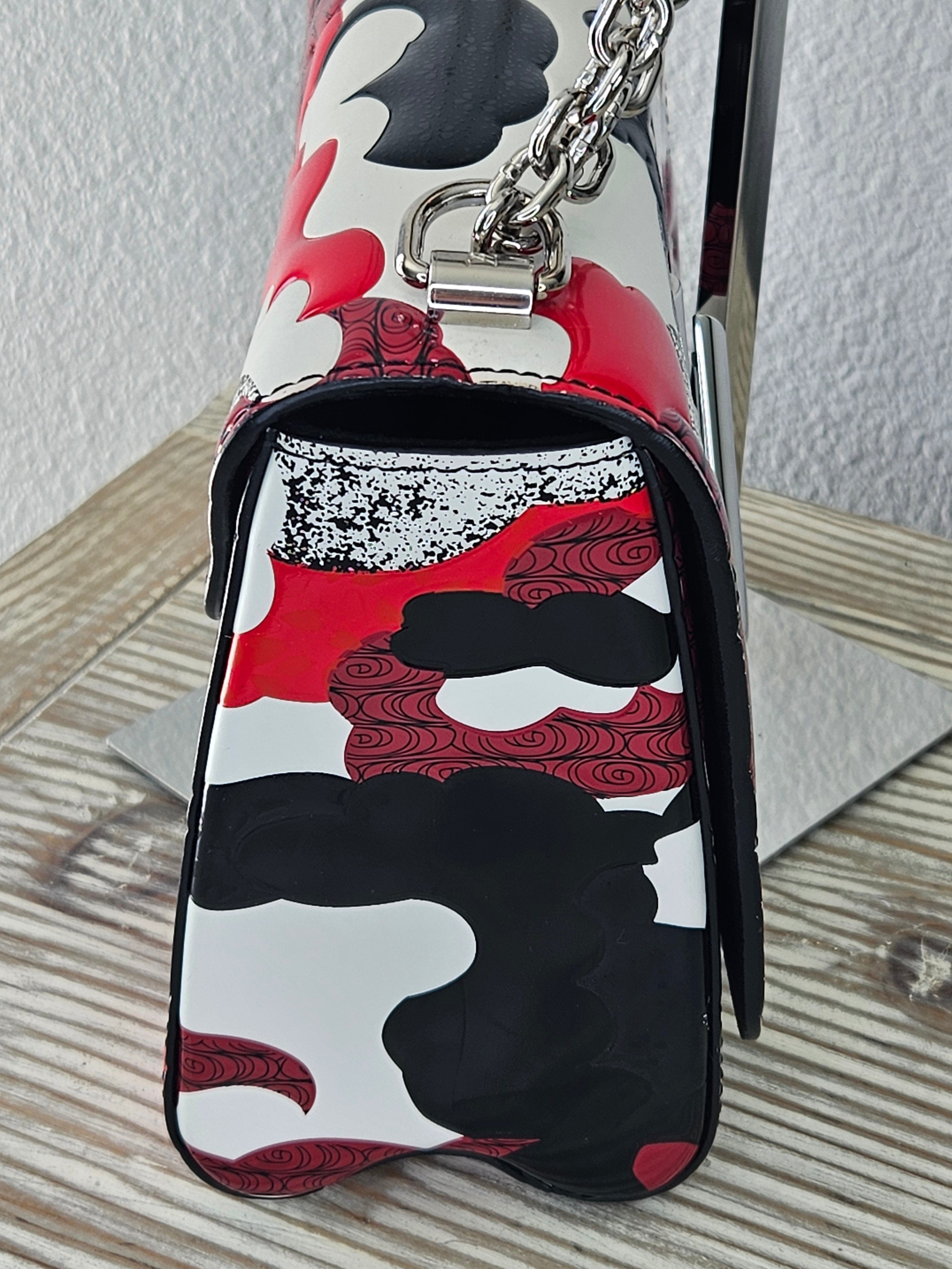 side Louis Vuitton Patchwork Waves Twist MM red and black epi leather