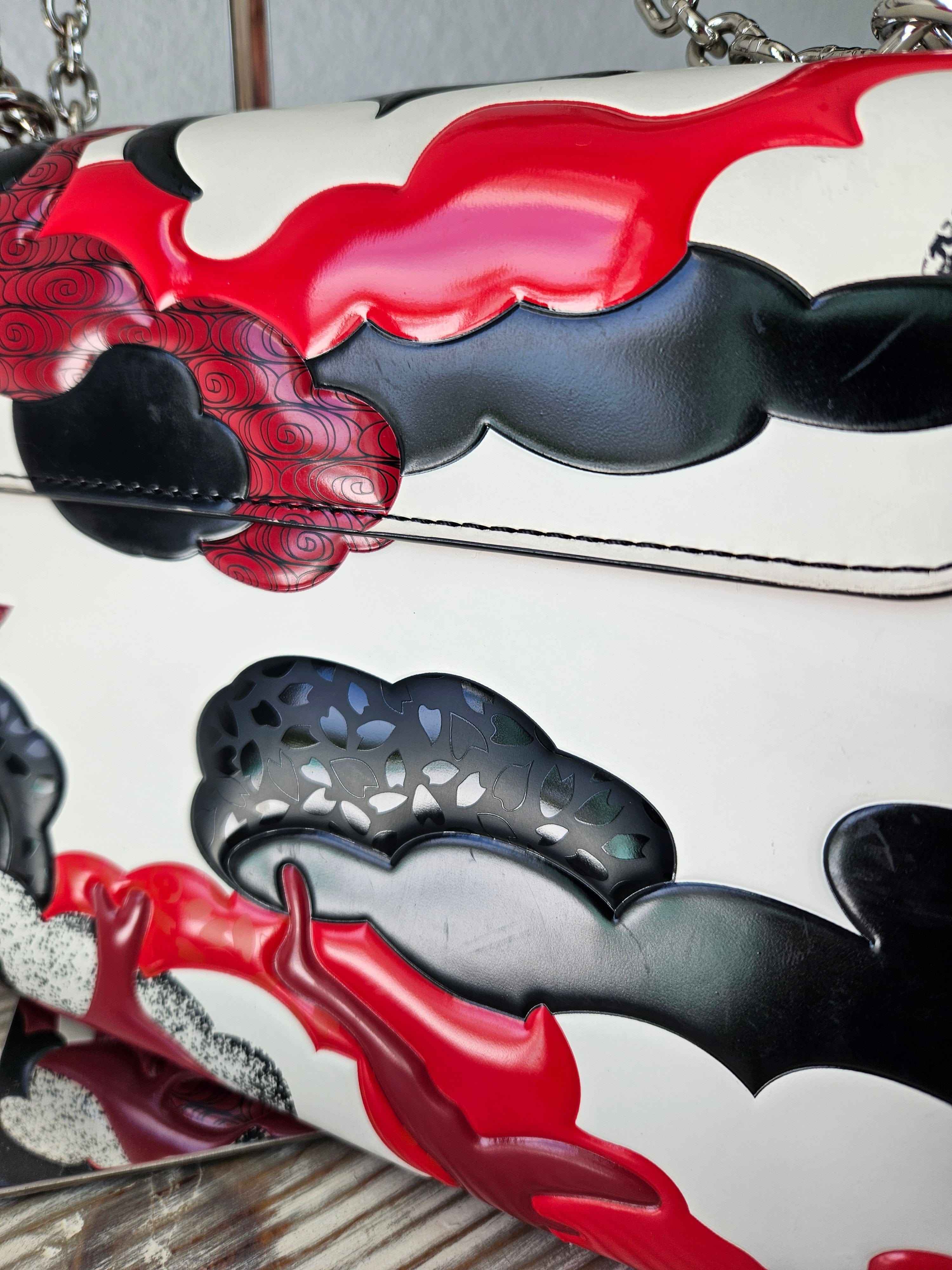 back panel Louis Vuitton Patchwork Waves Twist MM red and black epi leather