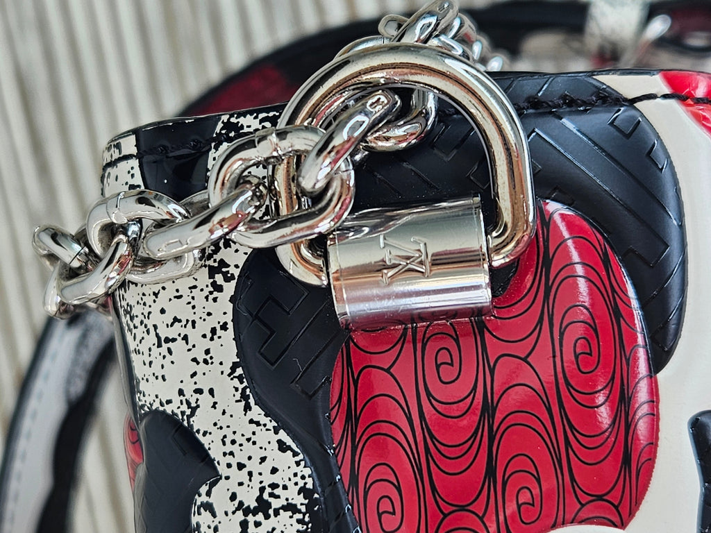 silver hardware Louis Vuitton Patchwork Waves Twist MM red and black epi leather
