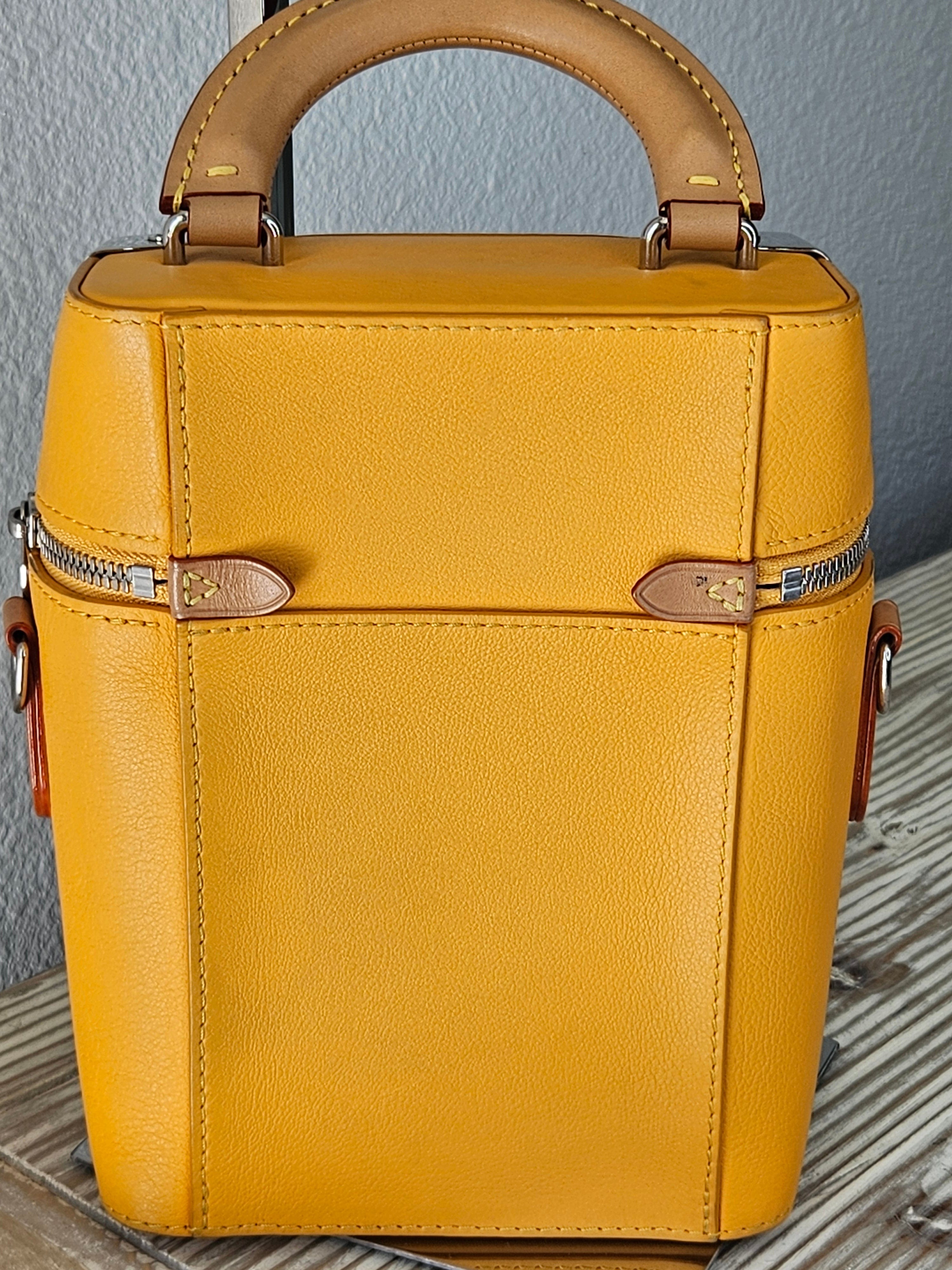 back Louis Vuitton #7 Leather Vertical Box Trunk Saffron