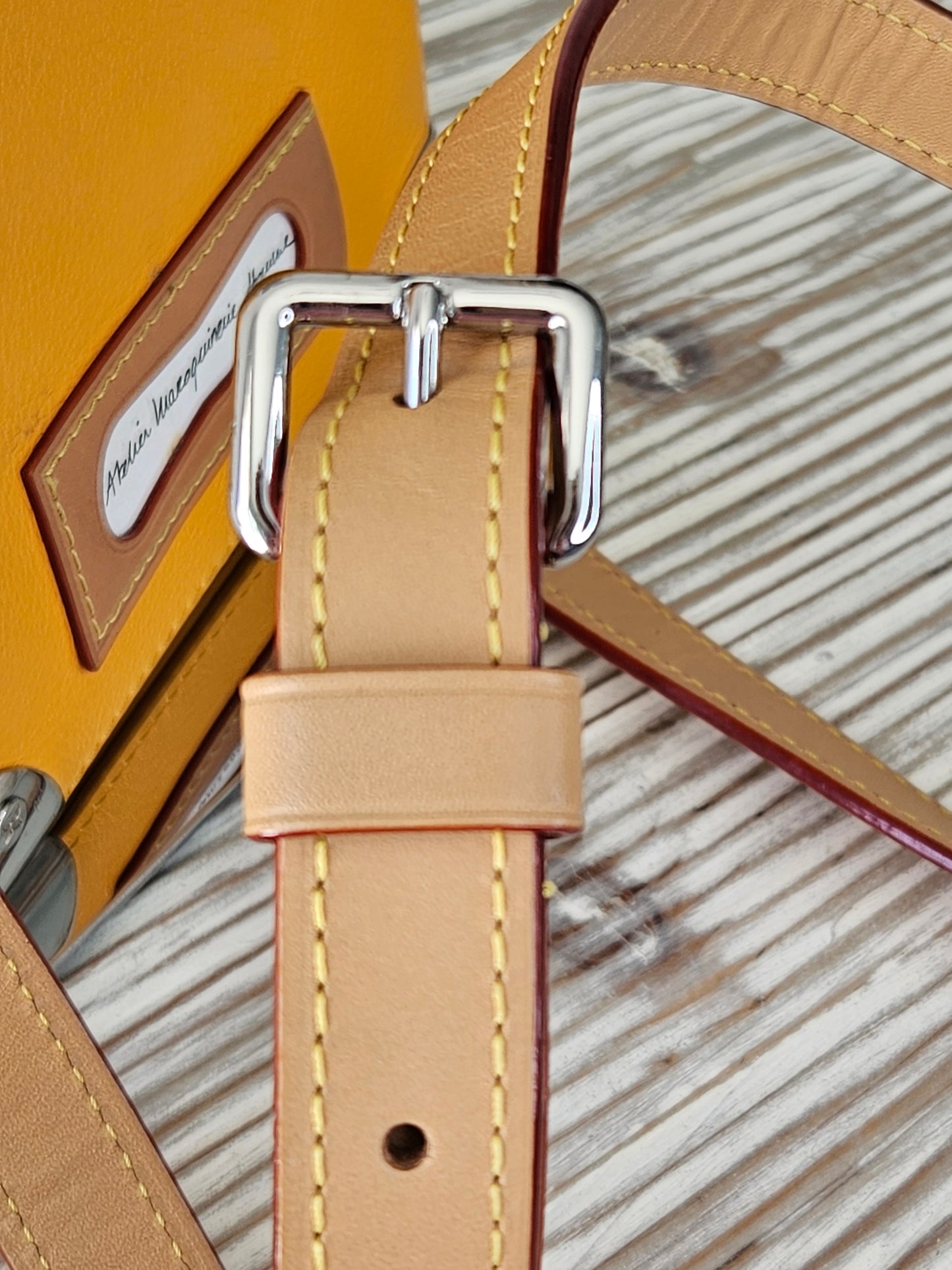 strap hardware Louis Vuitton #7 Leather Vertical Box Trunk Saffron