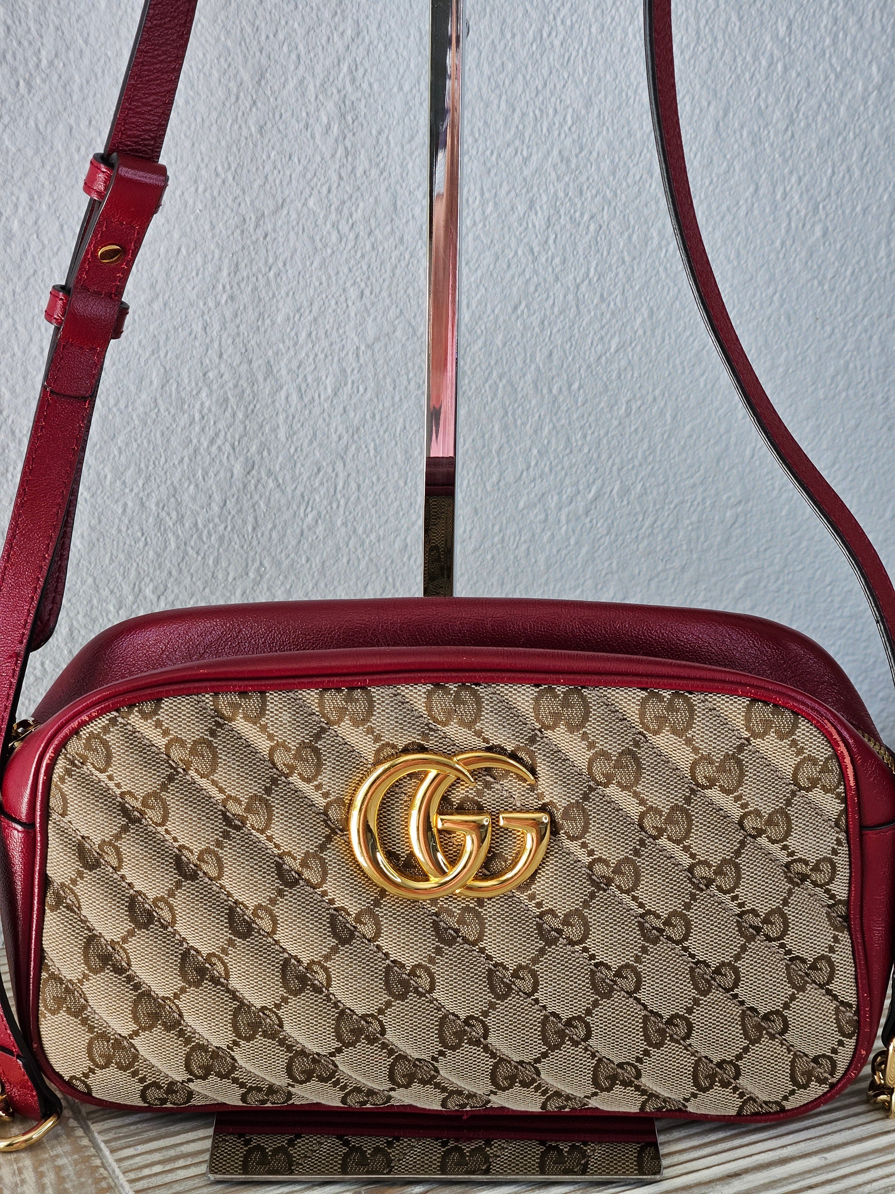 Gucci Marmont Quilted Canvas Red Leather