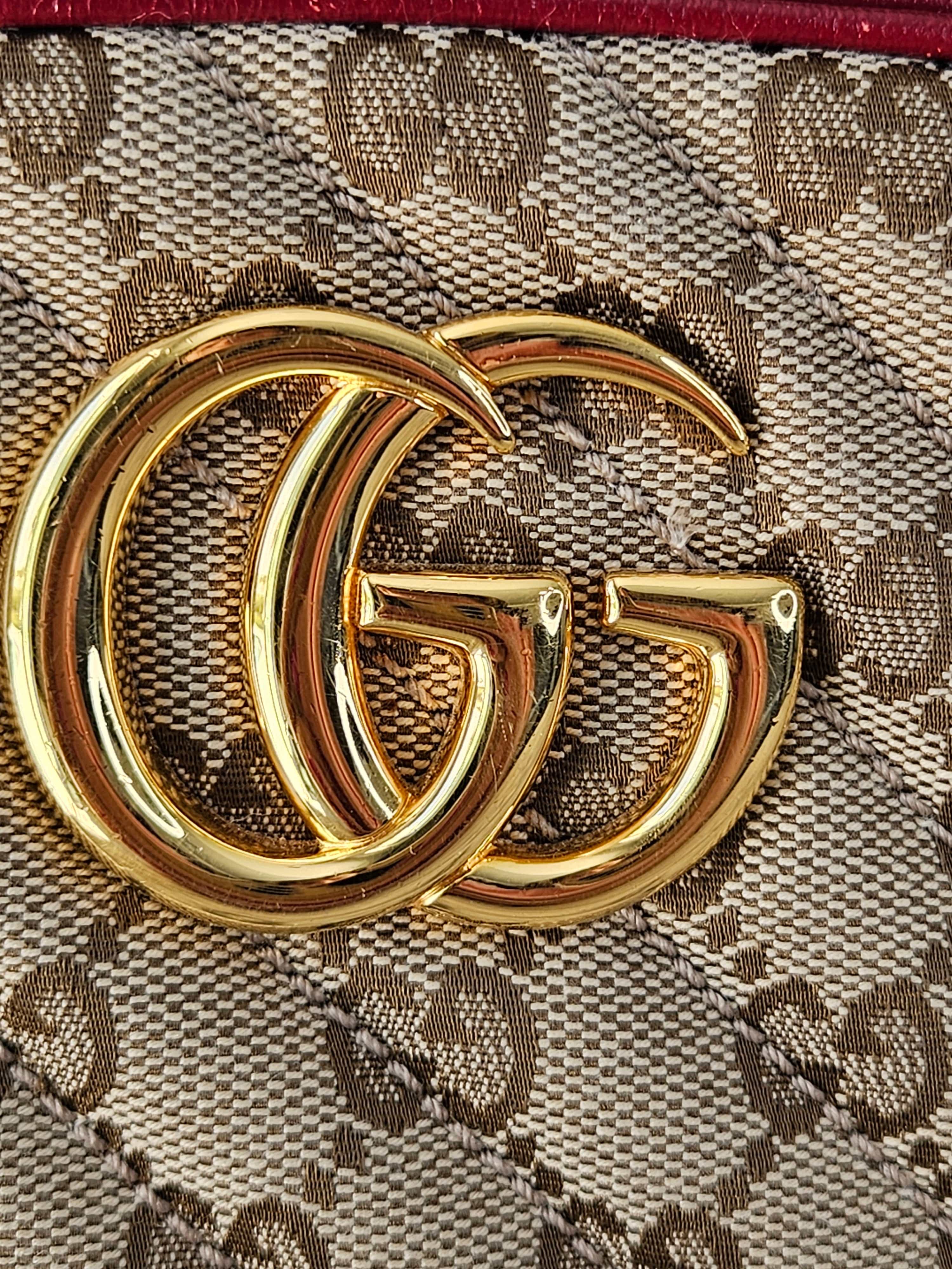 gold hardware Gucci Marmont Quilted Canvas Red Leather