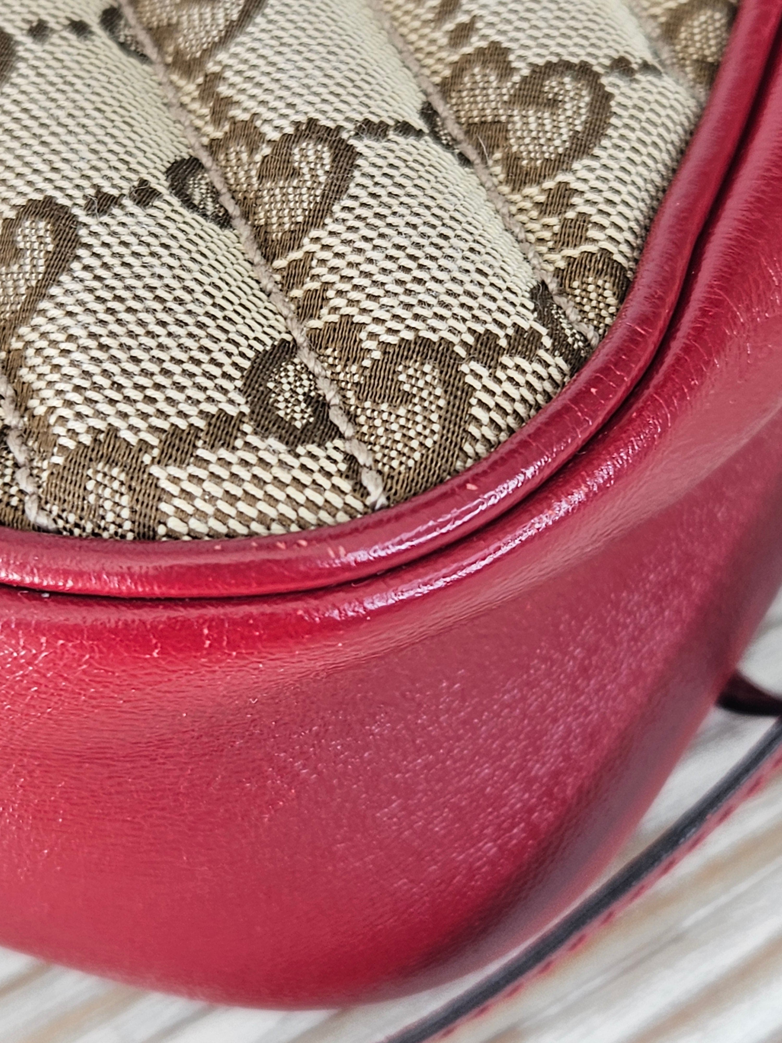 corner Gucci Marmont Quilted Canvas Red Leather