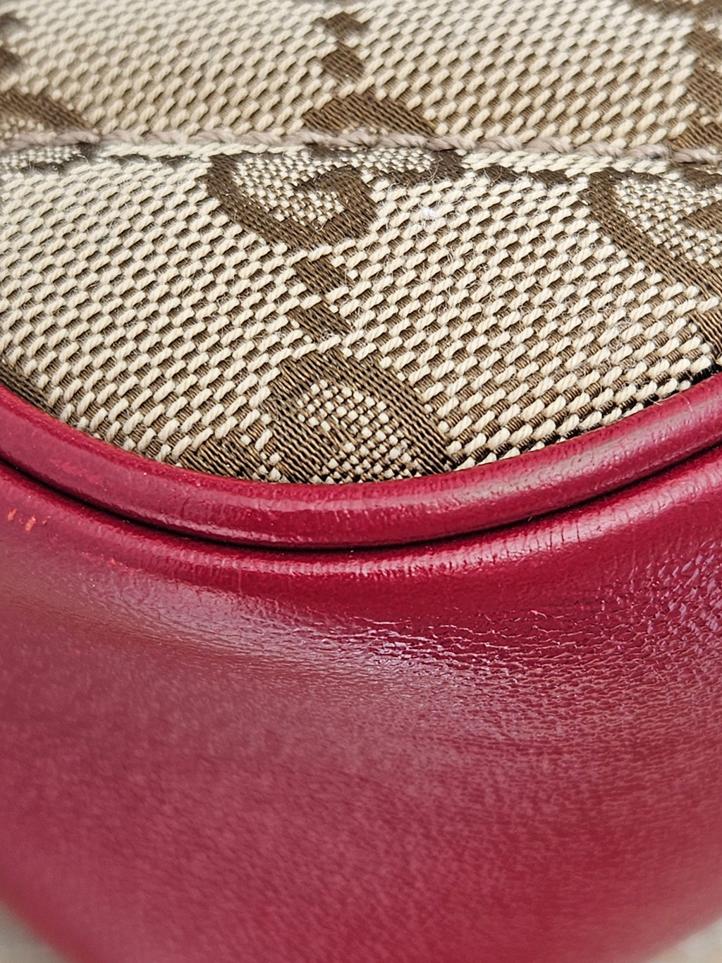 corner Gucci Marmont Quilted Canvas Red Leather
