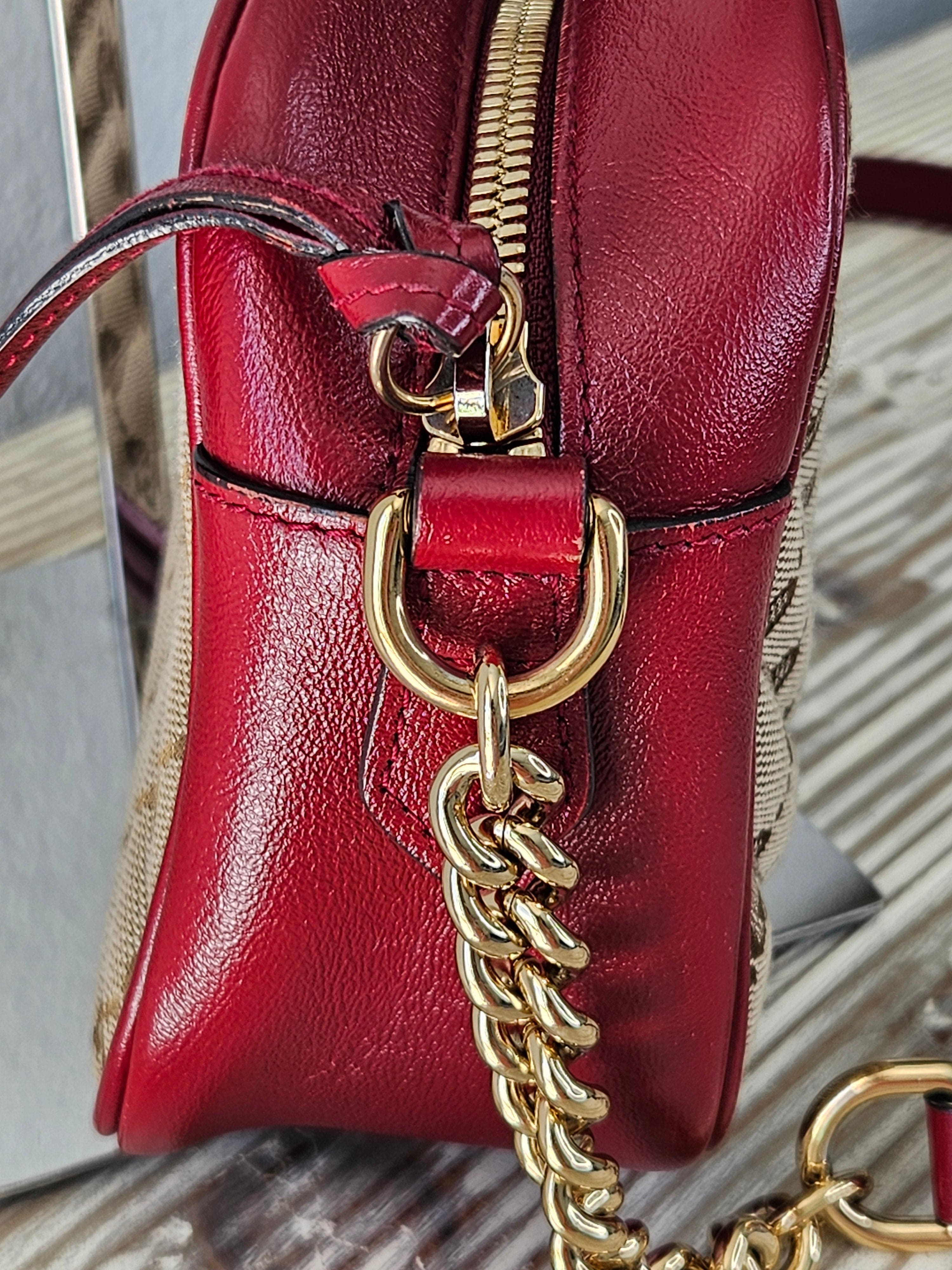 side Gucci Marmont Quilted Canvas Red Leather
