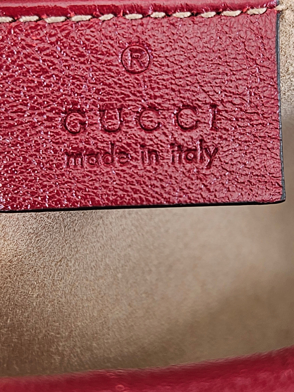 stamp Gucci Marmont Quilted Canvas Red Leather